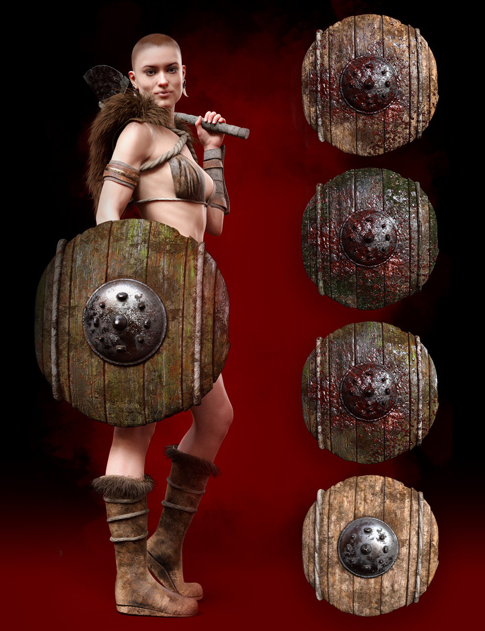 M3DVTO Shield and Axe Ogre Weapons by: Matari3D, 3D Models by Daz 3D