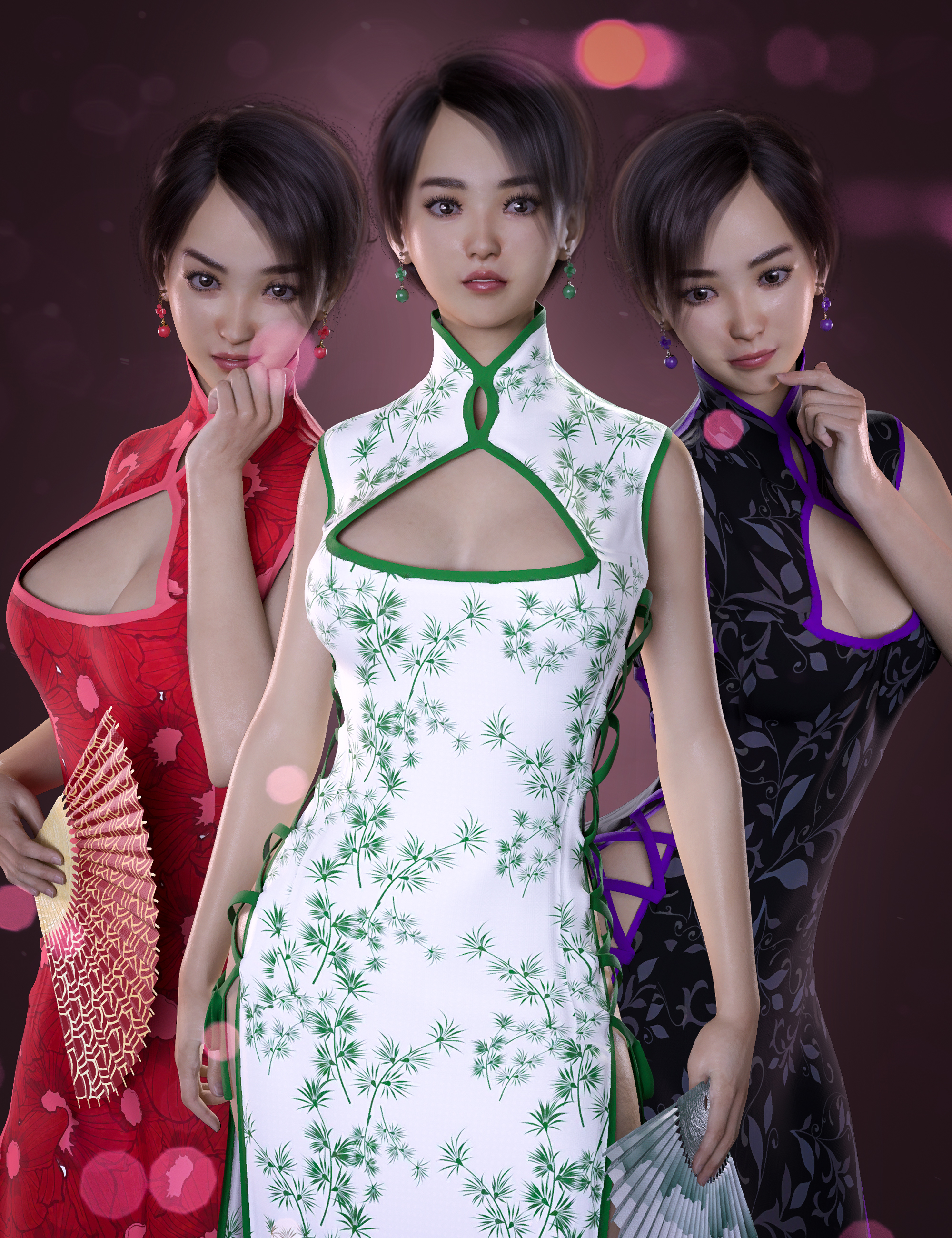 dForce Li Mei Mini Dress Outfit Textures by: Beautyworks, 3D Models by Daz 3D