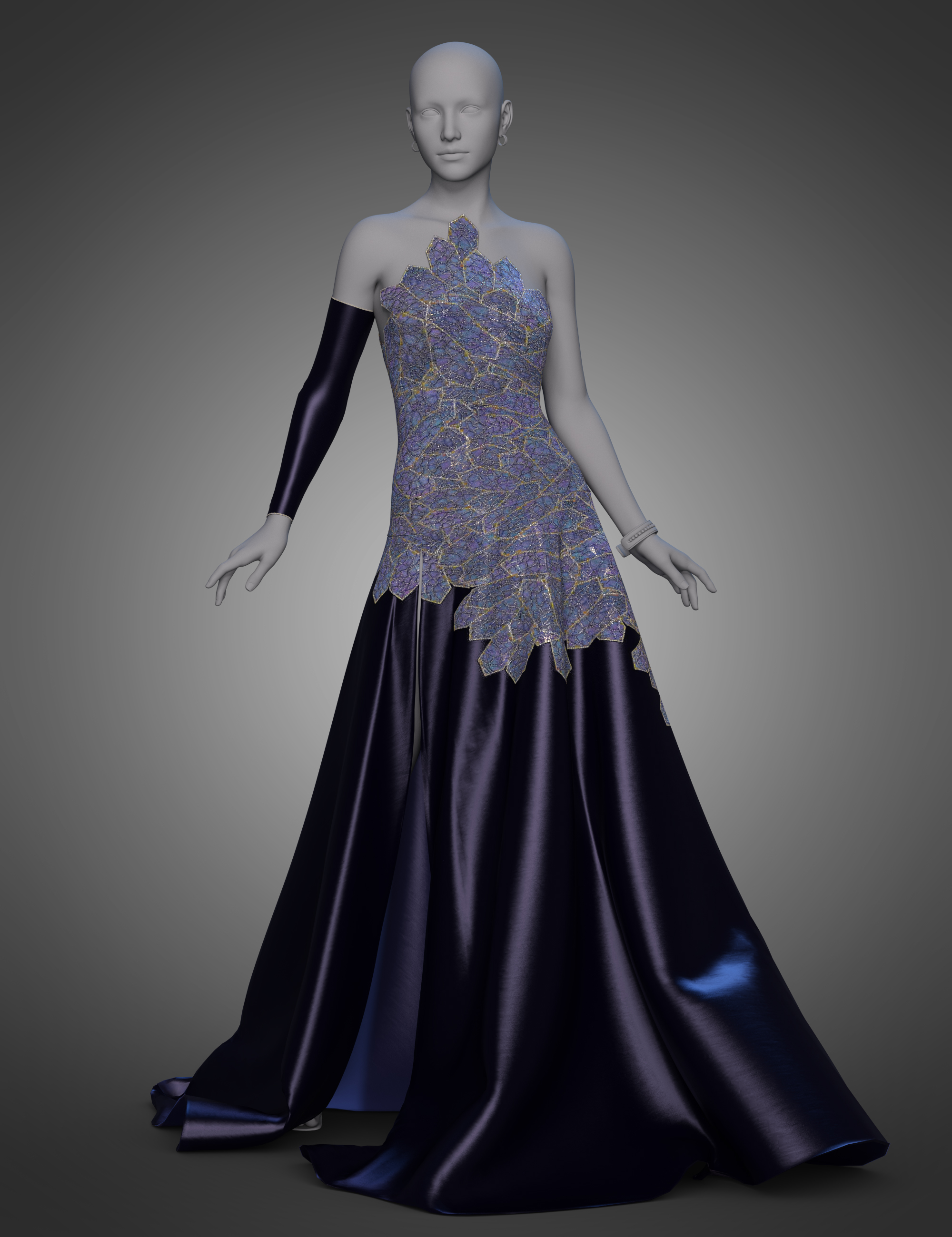 dForce Night Dress Outfit for Genesis 8.1 Females by: ArkiAnna BenjaminShox-Design, 3D Models by Daz 3D