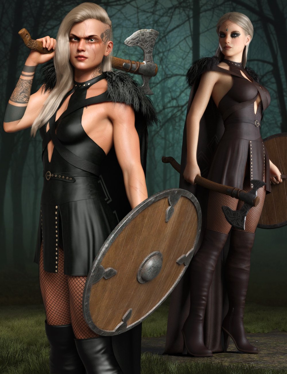 dForce Viking Princess Outfit Set for Genesis 8 and 8.1 Females by: Mytilus3dLab, 3D Models by Daz 3D