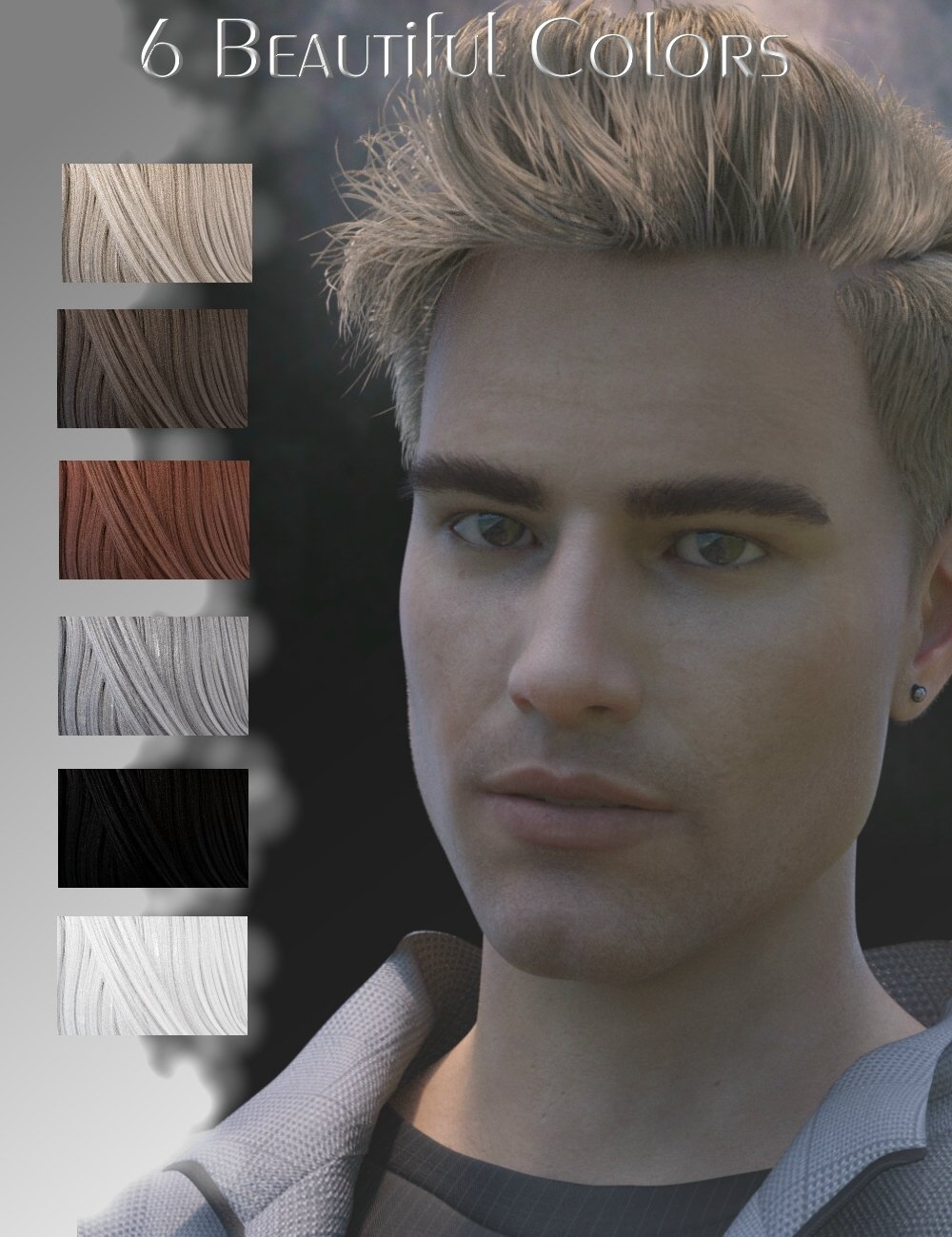 Remy Front Flipped Hair for Genesis 8 and 8.1 Males by: Neftis3D, 3D Models by Daz 3D