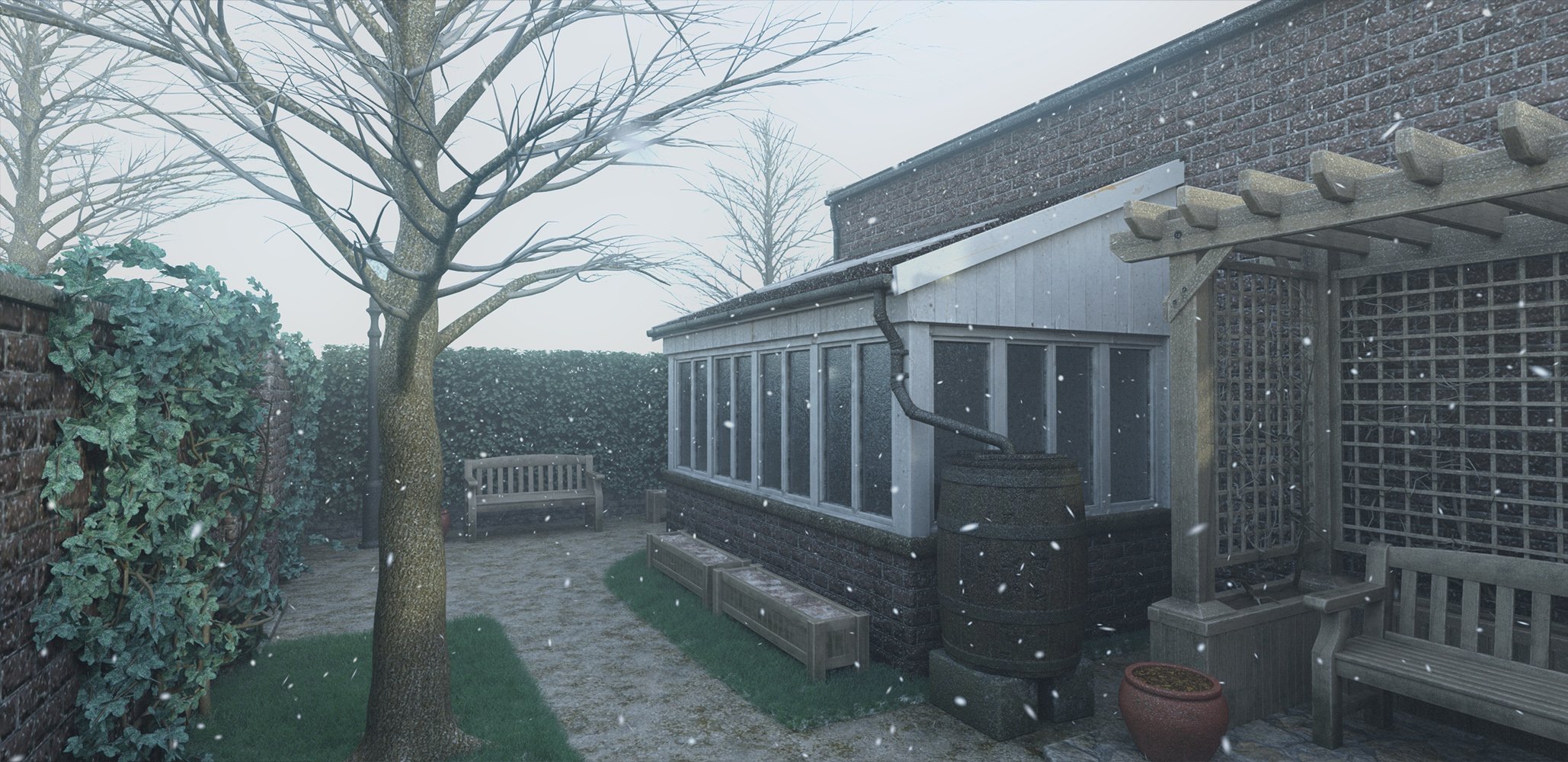 Enclosed Side Garden Winter Add-On by: Predatron, 3D Models by Daz 3D