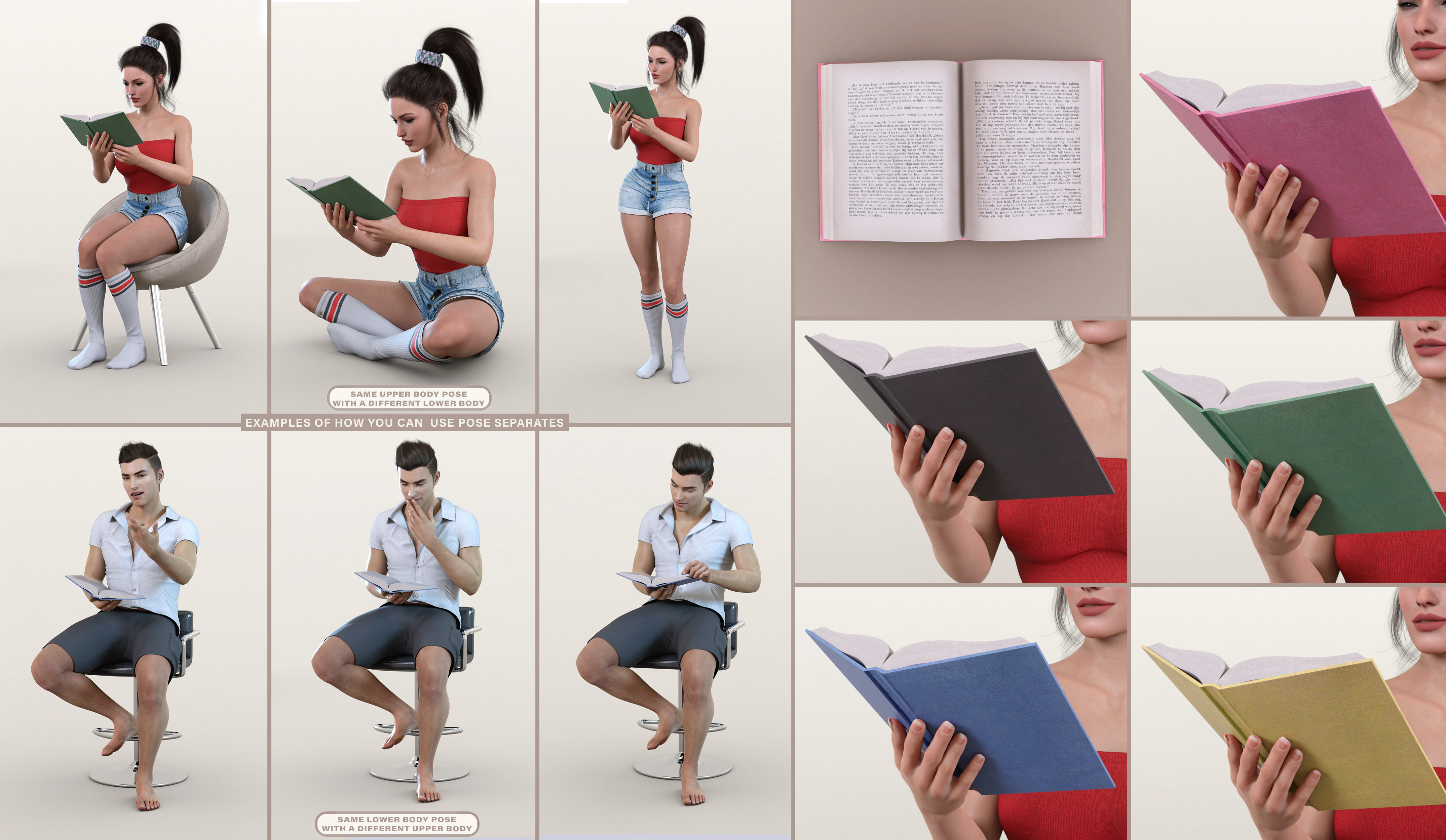 Z My Favorite Book Prop and Pose Mega Set by: Zeddicuss, 3D Models by Daz 3D