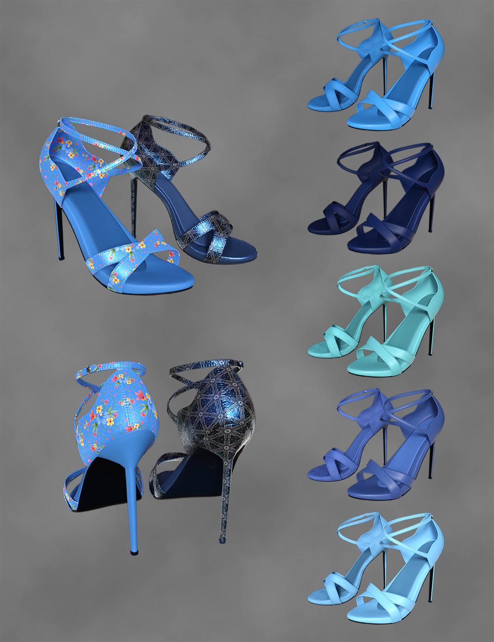 Blue Shoes for Genesis 8 and 8.1 Females by: Immersive-DreamWorld, 3D Models by Daz 3D