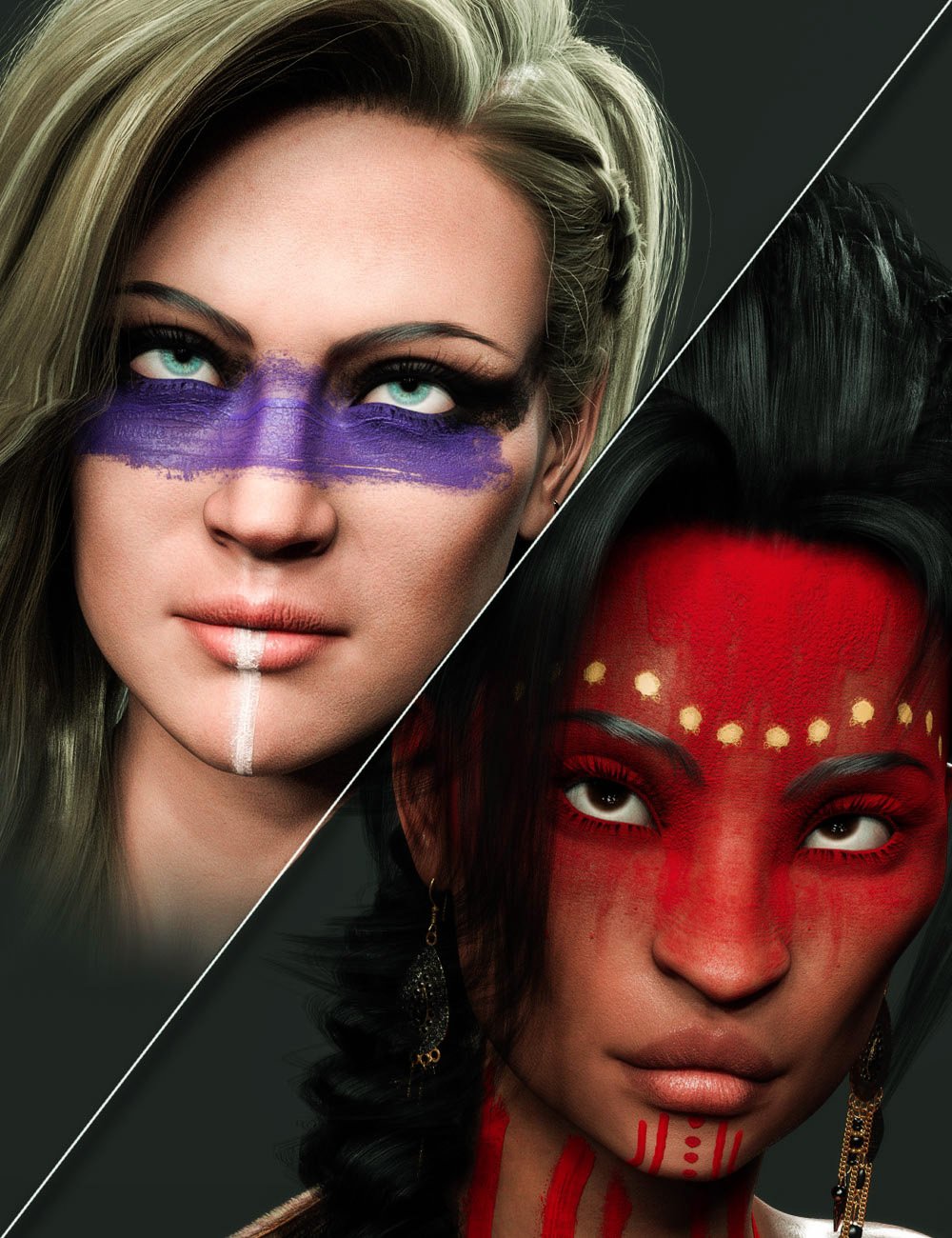 Twizted Warpaint for Genesis 8.1 Females by: TwiztedMetal, 3D Models by Daz 3D