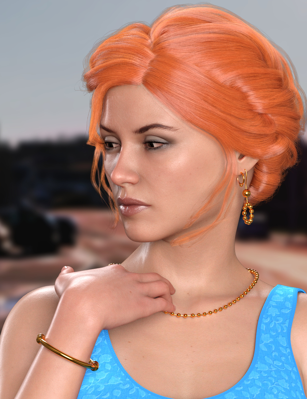 Blue Jewels for Genesis 8 and 8.1 Females by: Aquarius, 3D Models by Daz 3D