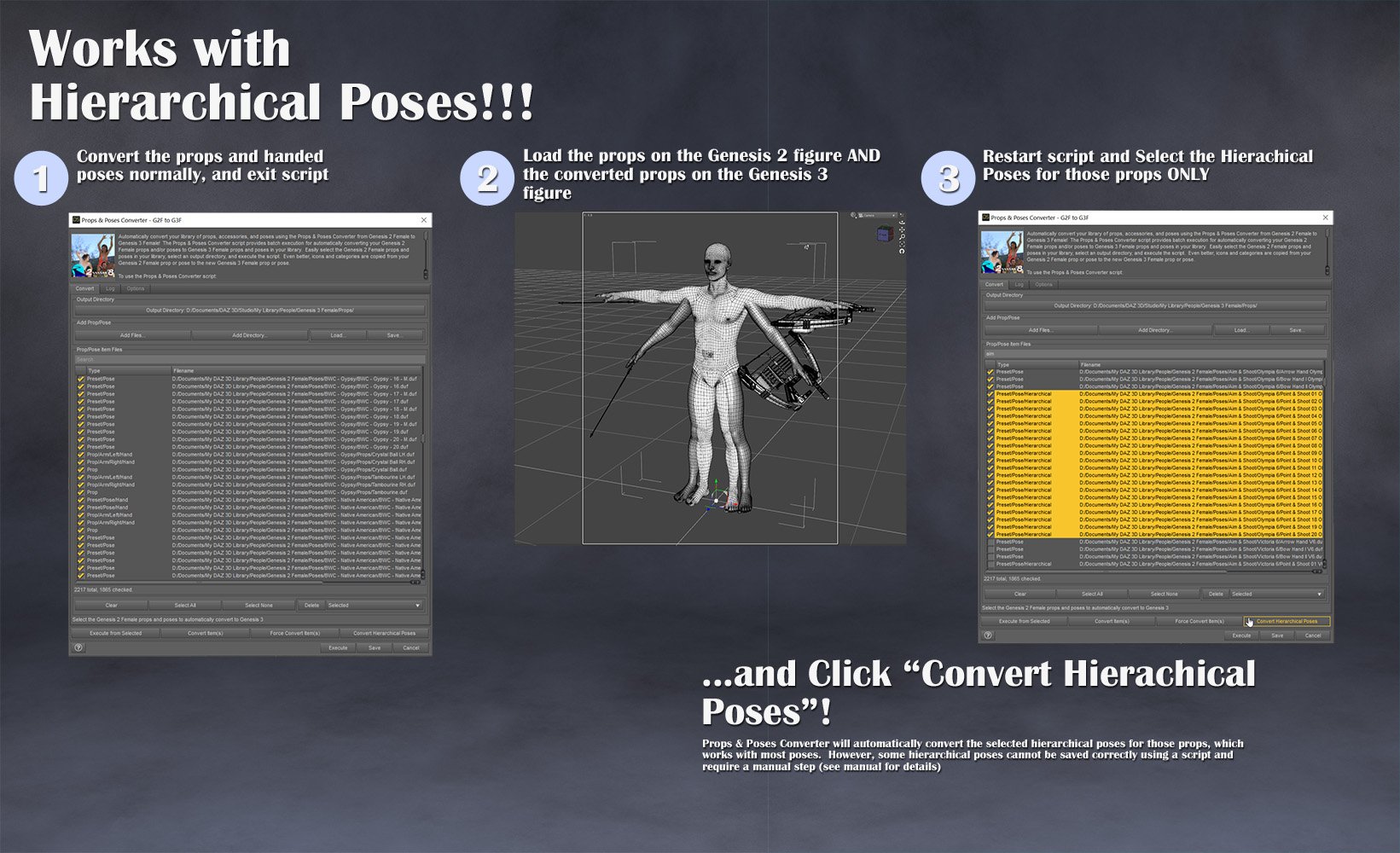Props & Poses Converter from Genesis 2 to Genesis 3 by: RiverSoft Art, 3D Models by Daz 3D