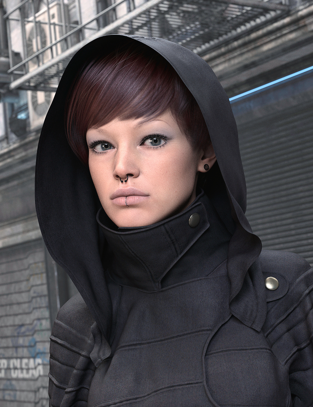 Time Jumper HD Outfit dForce Hood for Genesis 8 and 8.1 Females by: aurora, 3D Models by Daz 3D