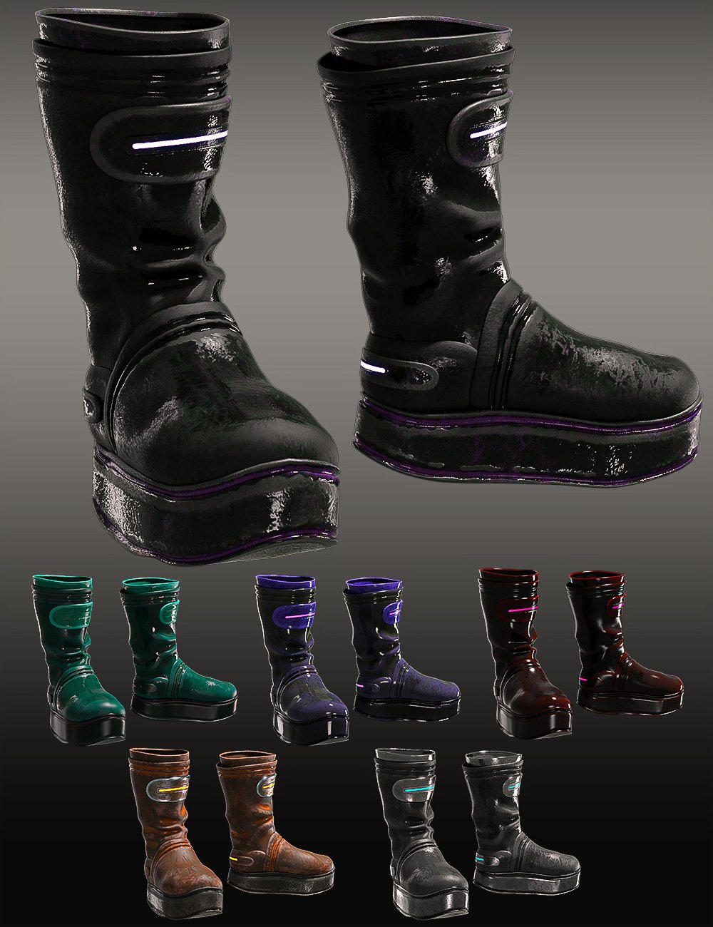 Sci-fi Rebel Rider Outfit Boots and Gloves for Genesis 8.1 Female