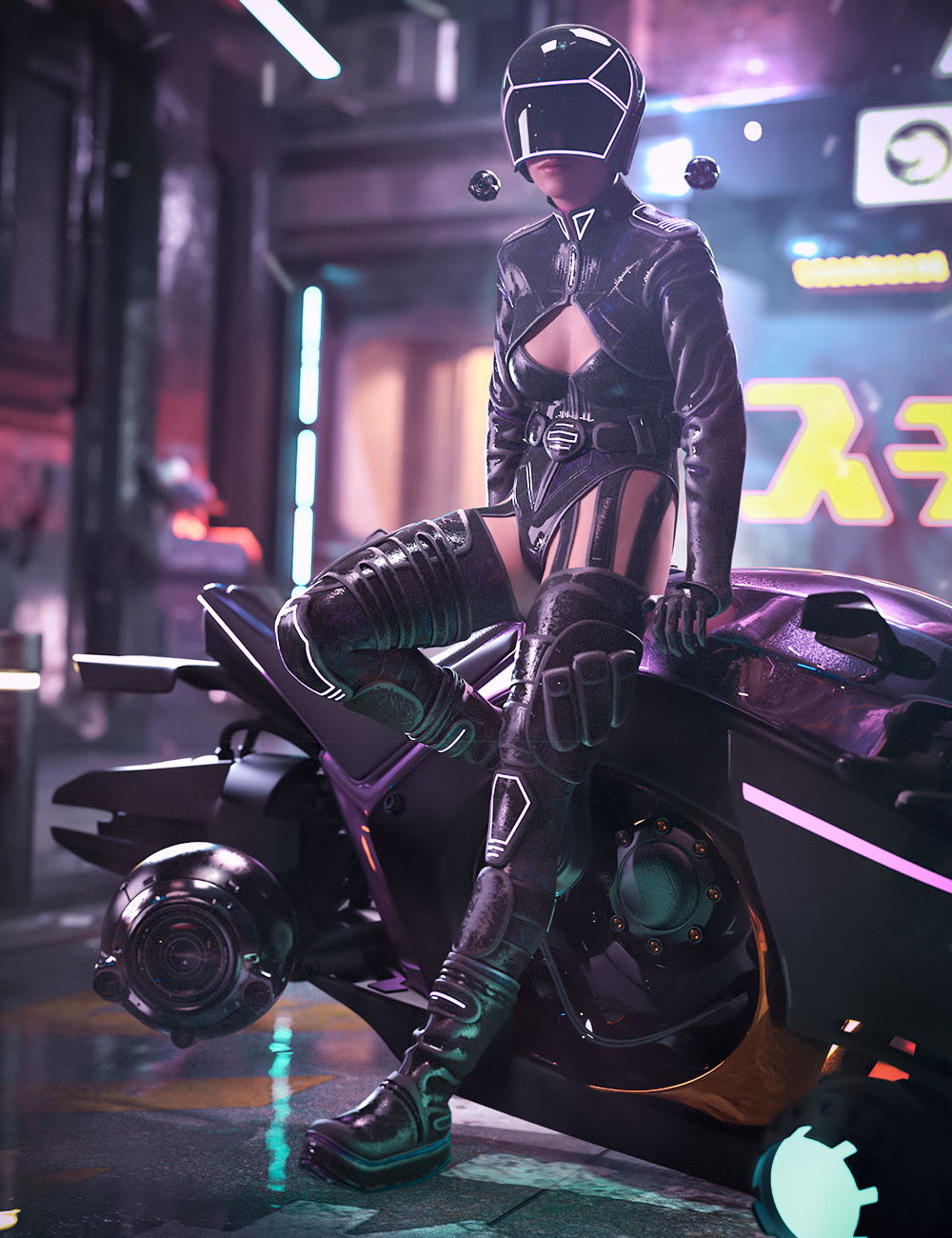 Sci-fi Rebel Rider Outfit Corset and Belt for Genesis 8.1 Female by: Yura, 3D Models by Daz 3D