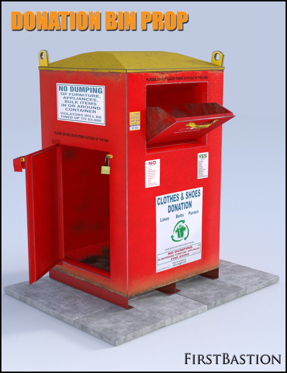 1stB Donation Bin Prop by: FirstBastion, 3D Models by Daz 3D