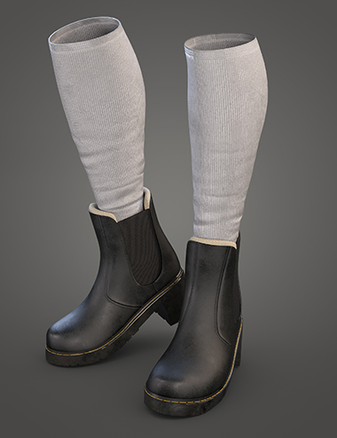 Rebel Outfit Boots and Socks for Genesis 8 Females