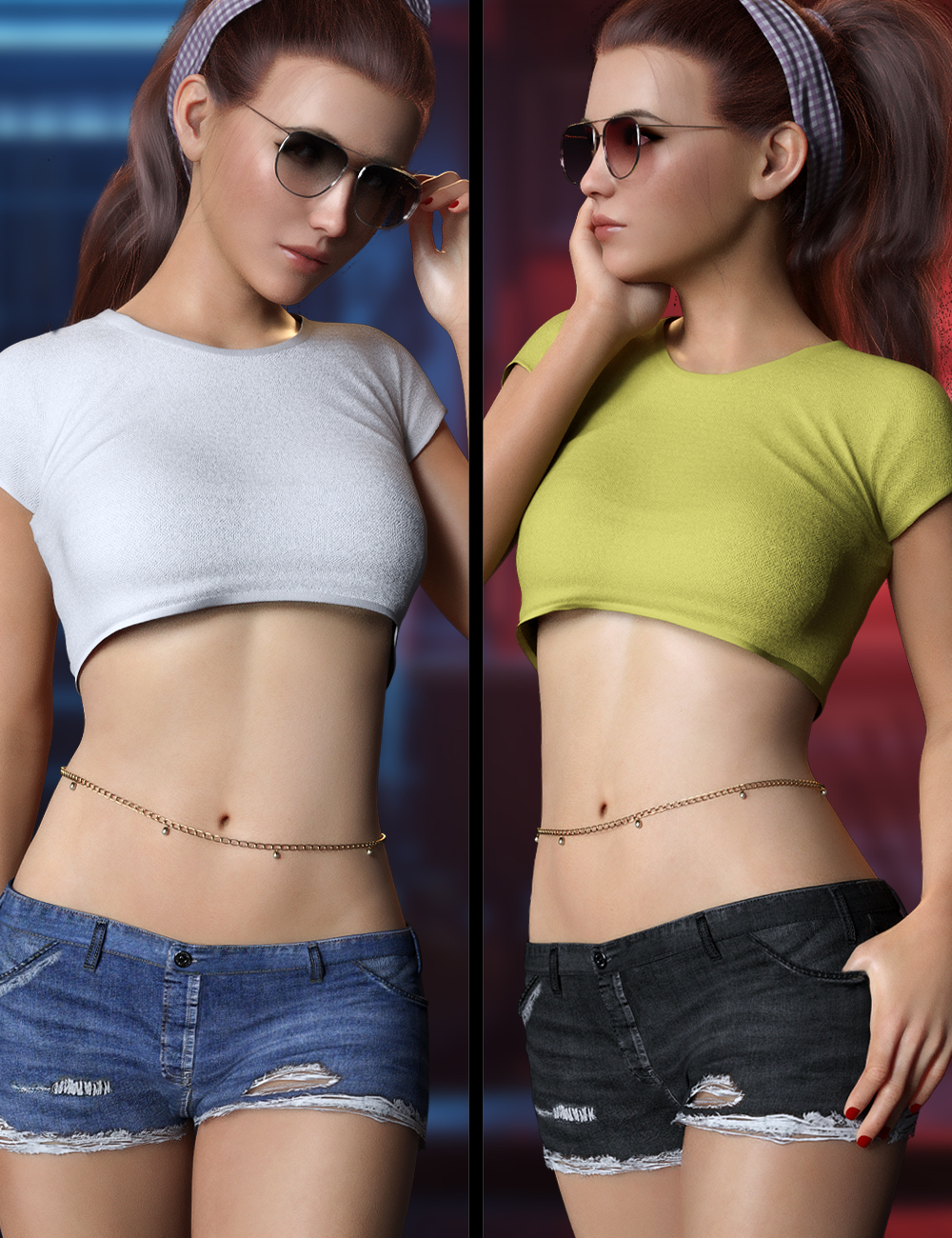 Charming Casual Denim Outfit Set for Genesis 8 and 8.1 Females by: MytilusProShot, 3D Models by Daz 3D