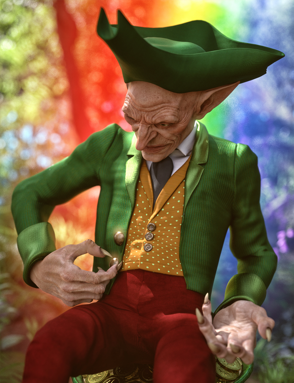 Leprechaun Outfit dForce Jacket for Genesis 8 Males by: Mada, 3D Models by Daz 3D