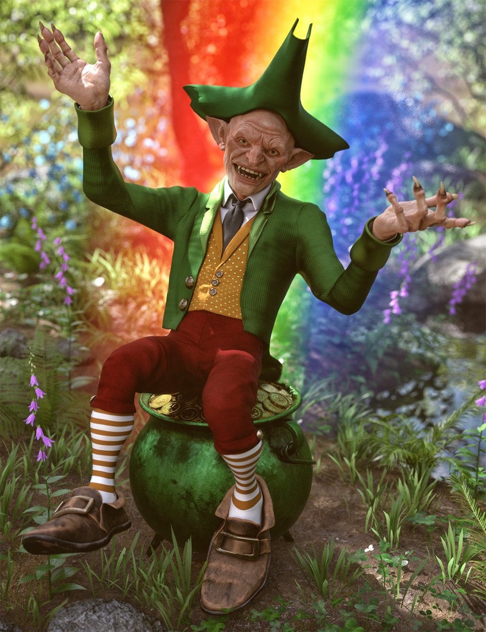 Leprechaun Outfit Hat for Genesis 8 Males by: Mada, 3D Models by Daz 3D