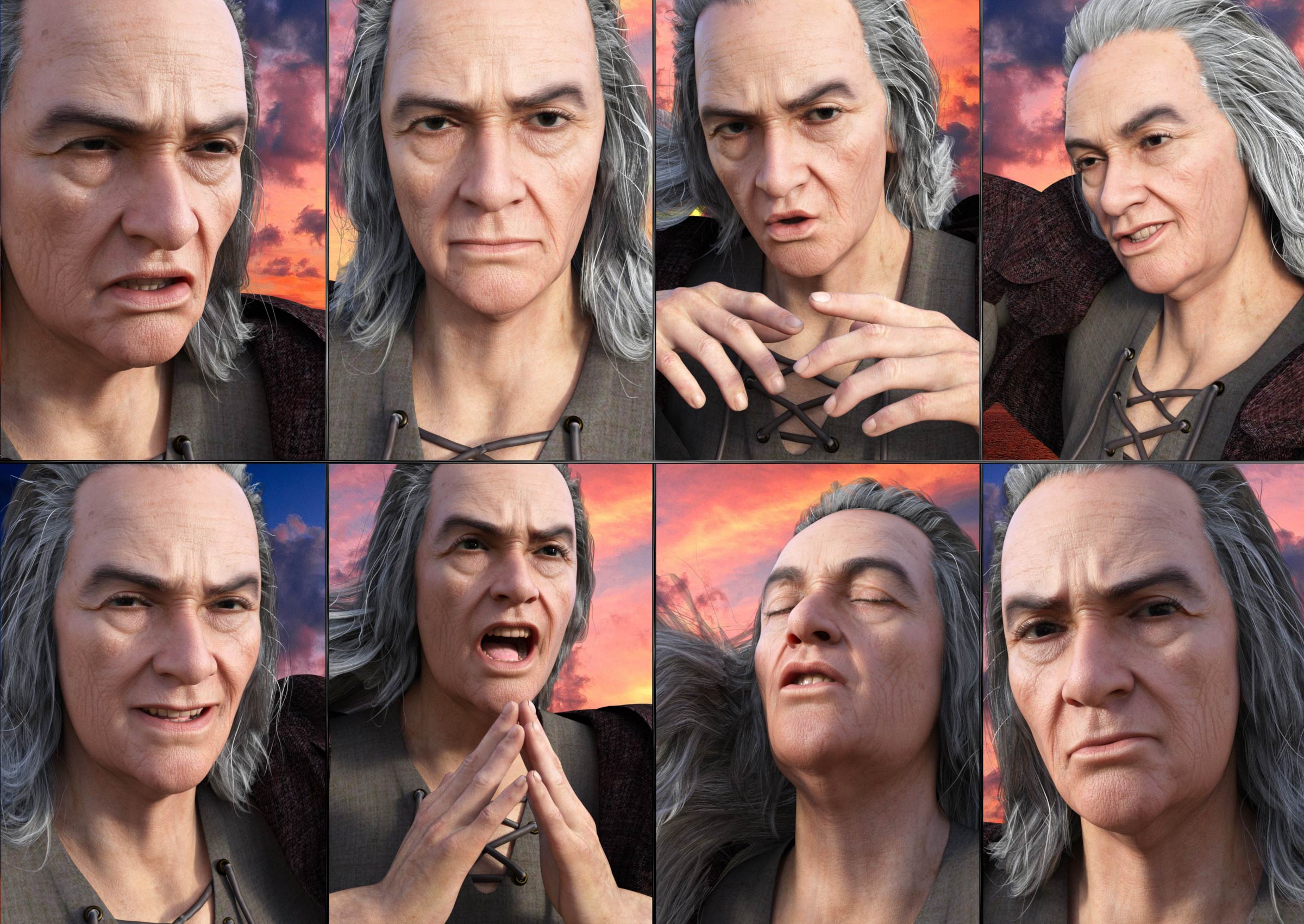 The Wizard Expressions for Merlin 8.1 and Genesis 8.1 Male by: JWolf, 3D Models by Daz 3D