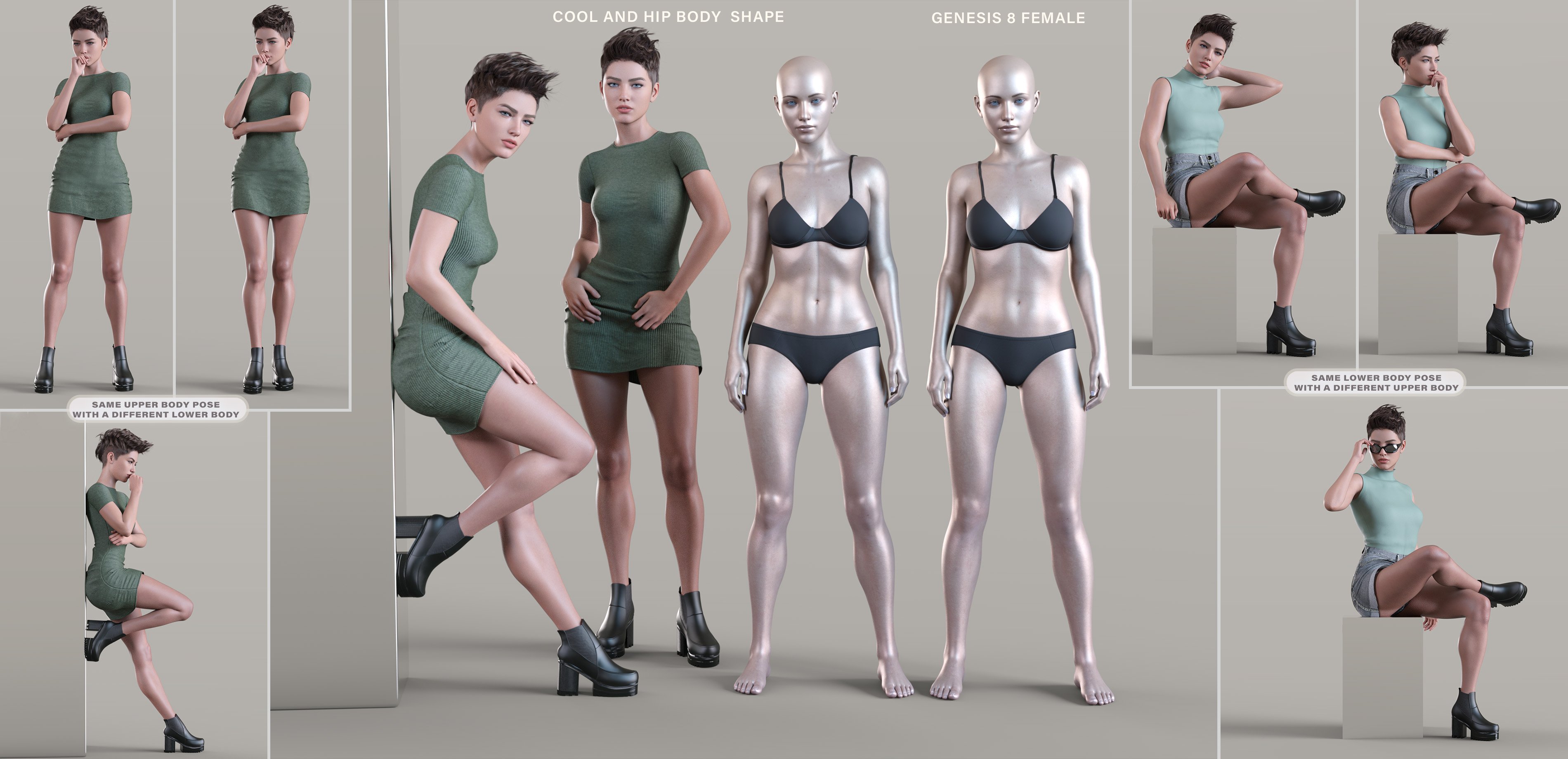 Z Cool and Hip Shape and Pose Mega Set by: Zeddicuss, 3D Models by Daz 3D