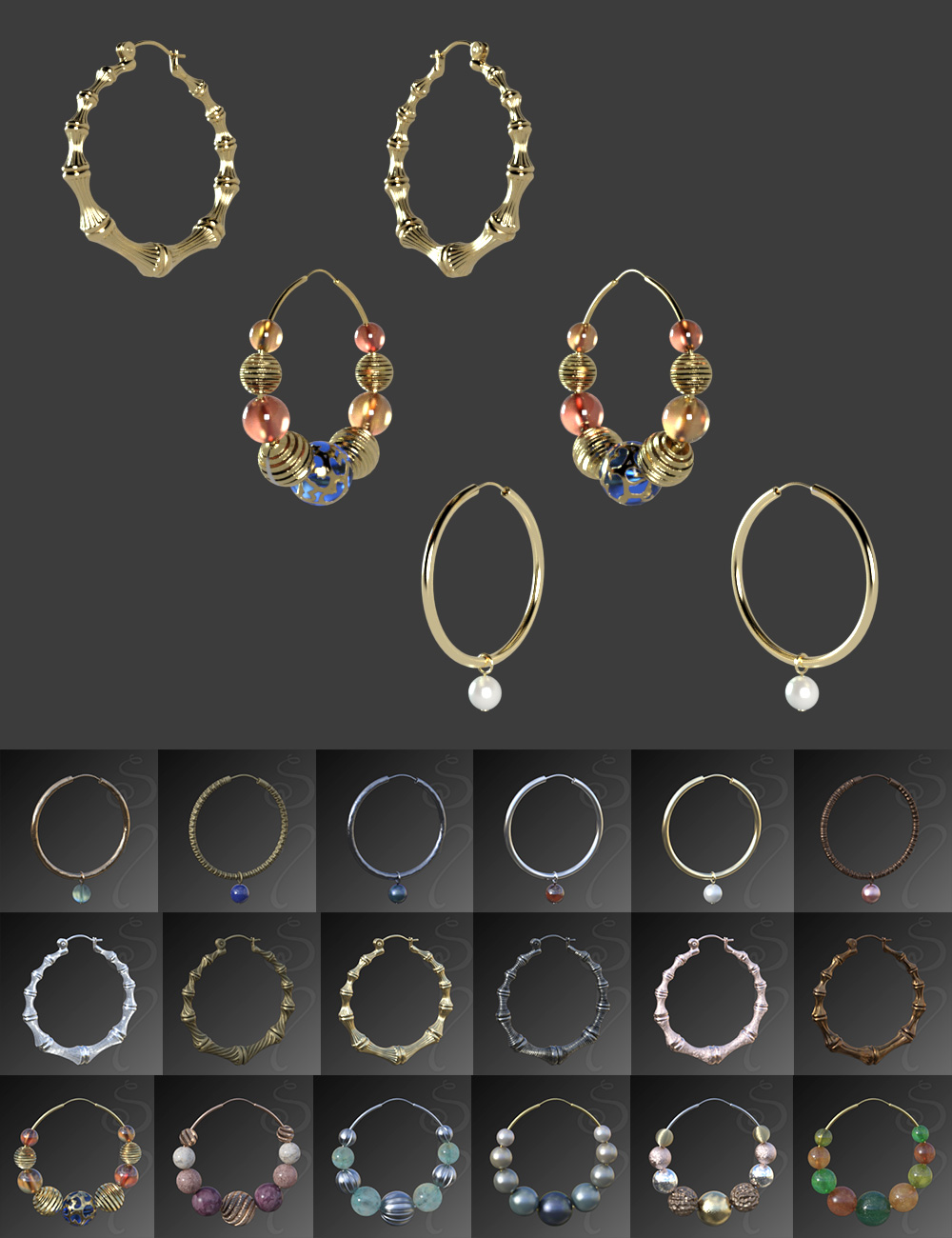 Hoop Earrings Delicate Style for Genesis 8 and 8.1 Females