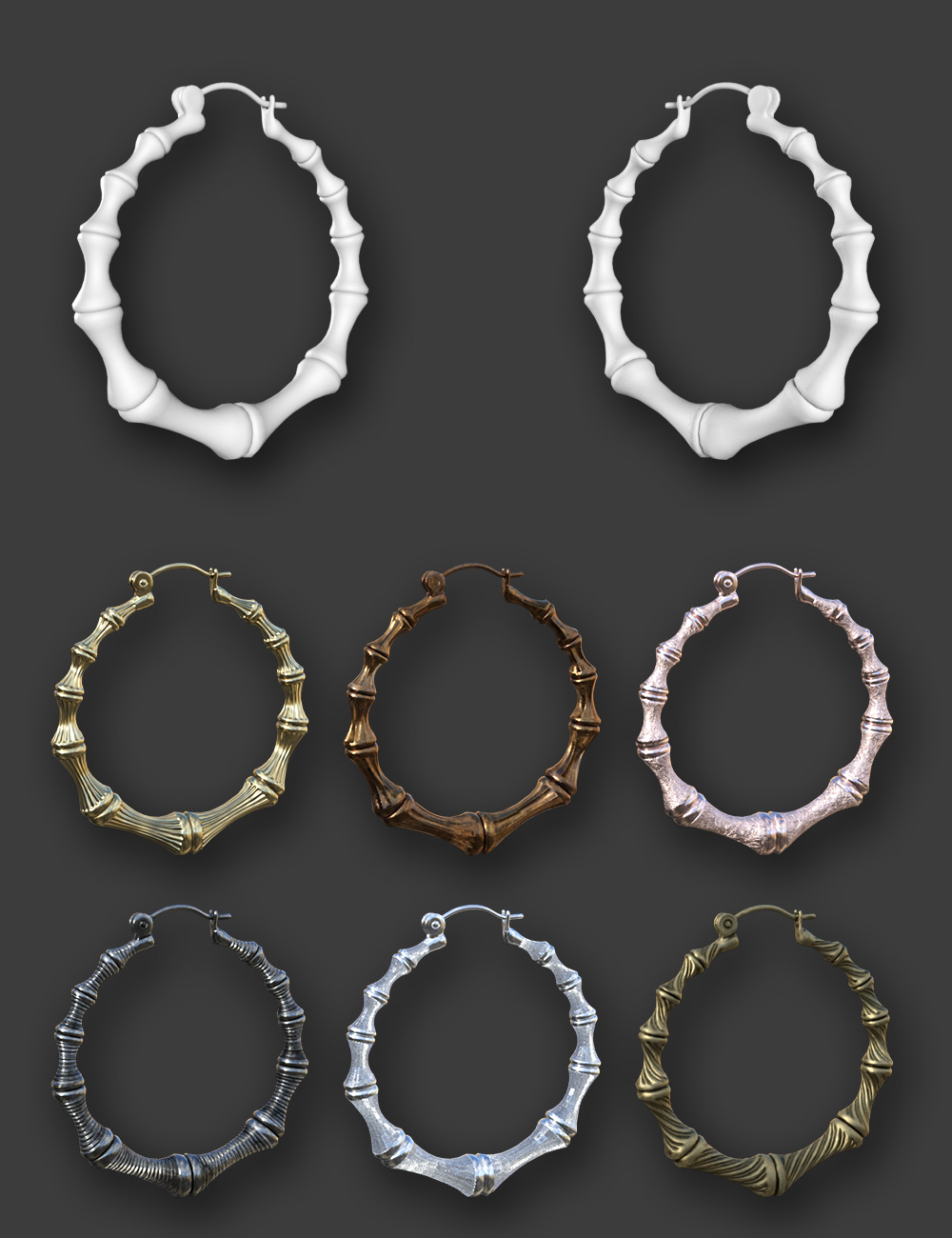 Hoop Earrings Delicate Style for Genesis 8 and 8.1 Females by: esha, 3D Models by Daz 3D