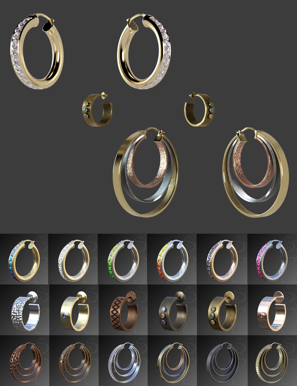 Hoop Earrings Modern Style for Genesis 8 and 8.1 Females