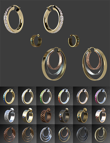 Hoop Earrings Modern Style for Genesis 8 and 8.1 Females by: esha, 3D Models by Daz 3D