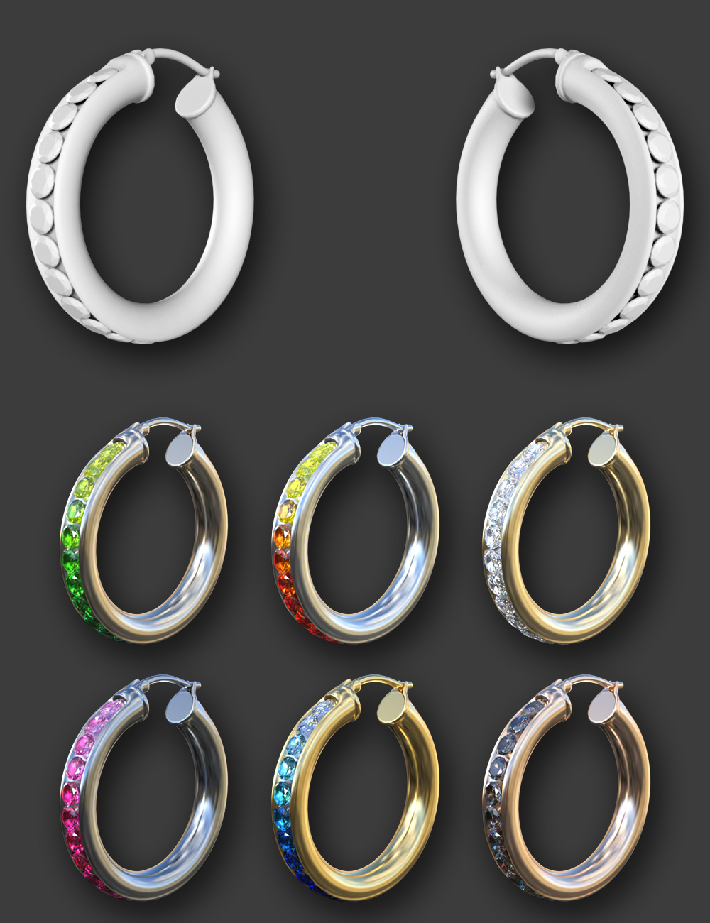 Hoop Earrings Modern Style for Genesis 8 and 8.1 Females by: esha, 3D Models by Daz 3D