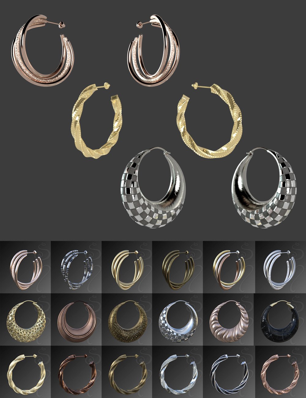 Hoop Earrings Classic Style for Genesis 8 and 8.1 Females