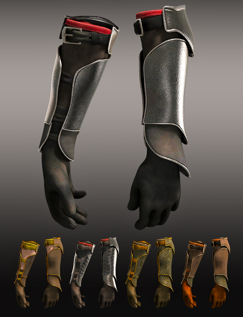 Iron Scale Armor Outfit Gloves and Bracers for Genesis 8 and 8.1 Males