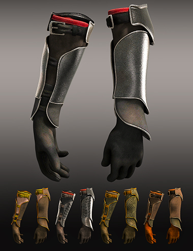 Iron Scale Armor Outfit Gloves and Bracers for Genesis 8 and 8.1 Males by: Barbara BrundonUmblefuglyArien, 3D Models by Daz 3D