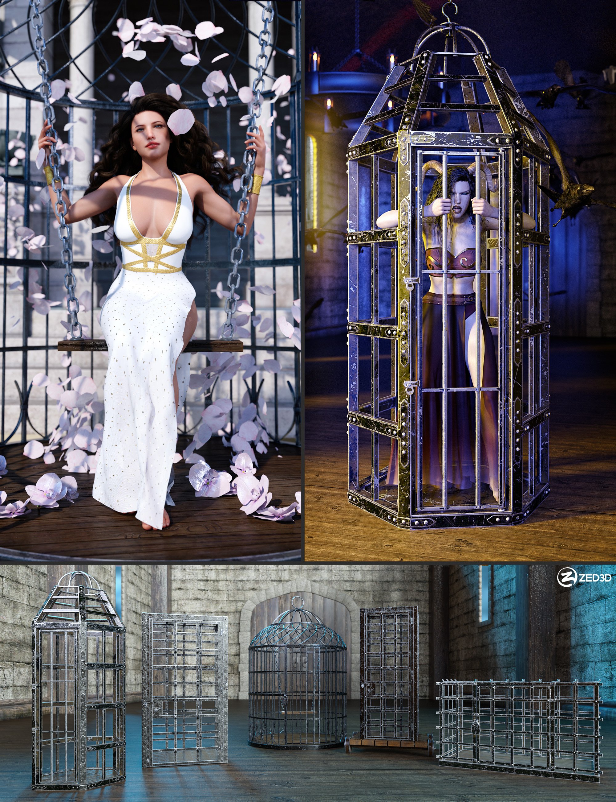 Z Caged - Cage Props and Poses for Genesis 8 and 8.1 by: Zeddicuss, 3D Models by Daz 3D