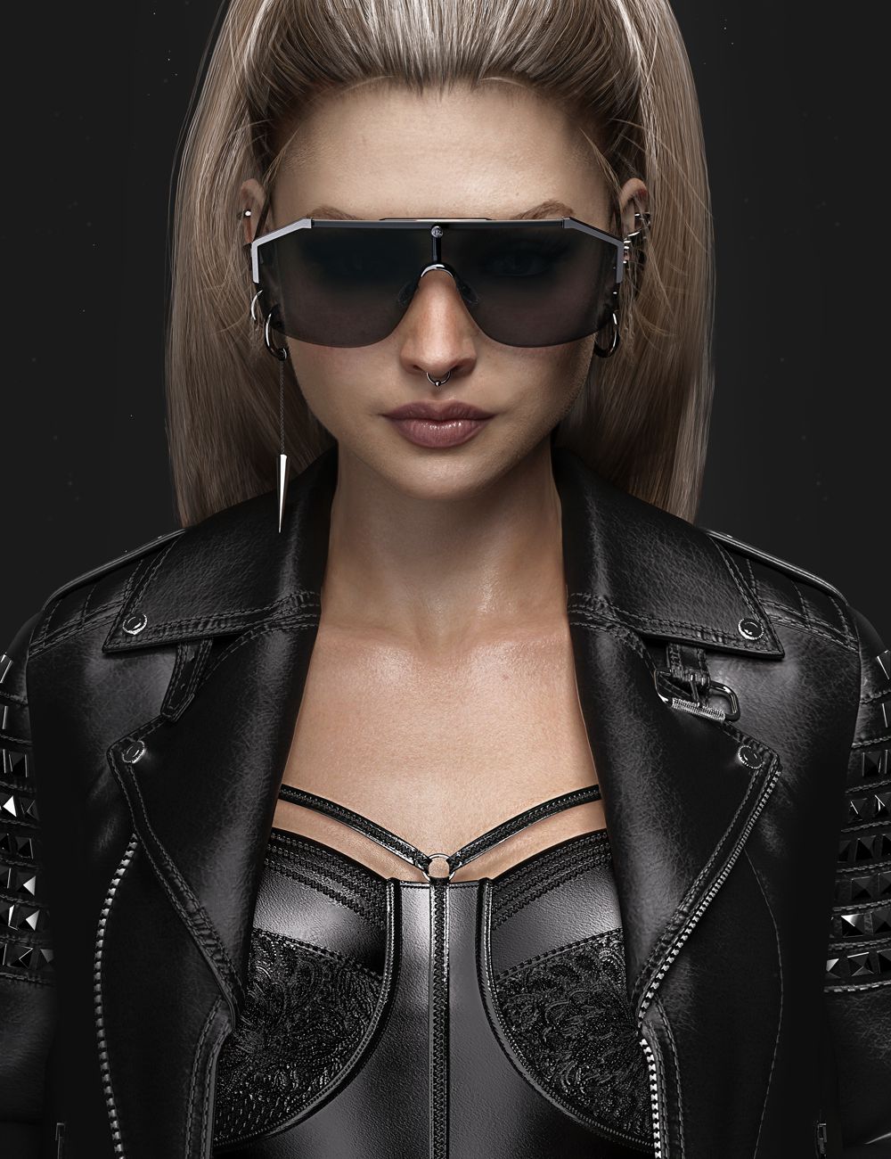 AJC Glamor Biker Outfit Earrings for Genesis 8 and 8.1 Females by: adeilsonjc, 3D Models by Daz 3D