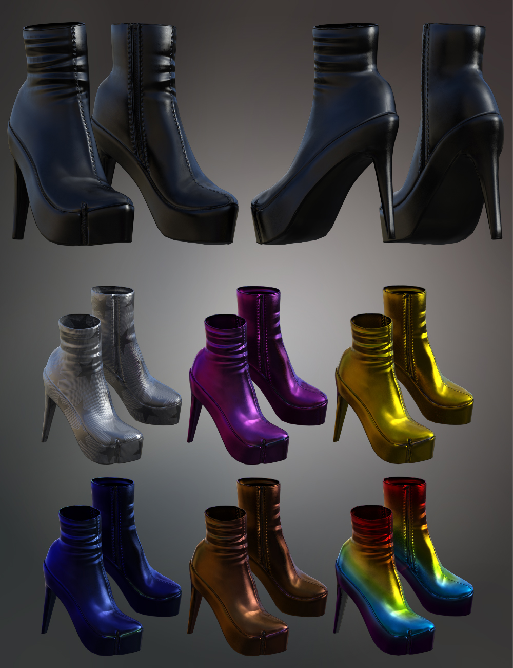 Gothic Style V5 Boots for Genesis 8 and 8.1 Females by: fjaa3d, 3D Models by Daz 3D