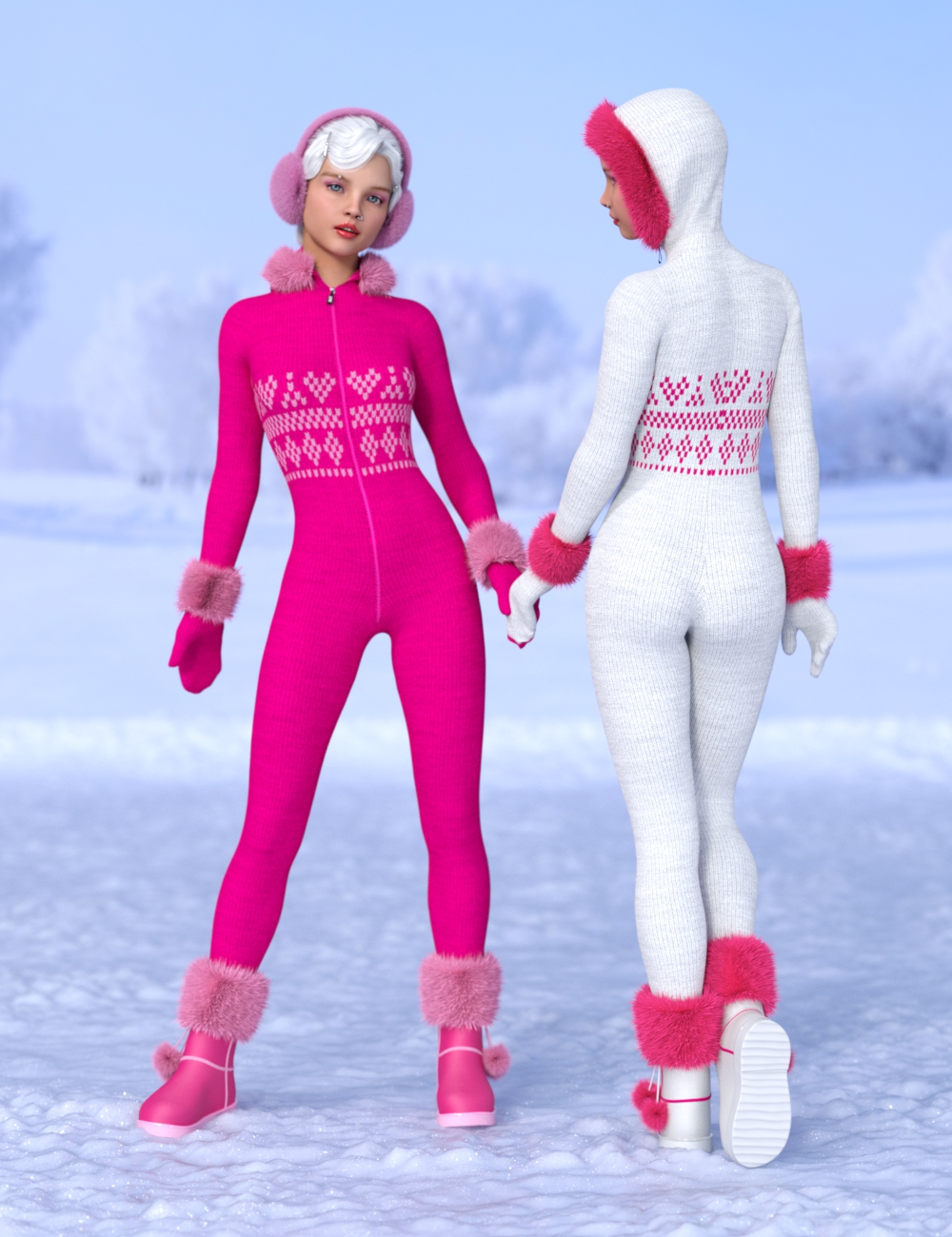 dForce Lali's Winter Love Outfit for Genesis 8 and 8.1 Females by: Lali Kamala, 3D Models by Daz 3D