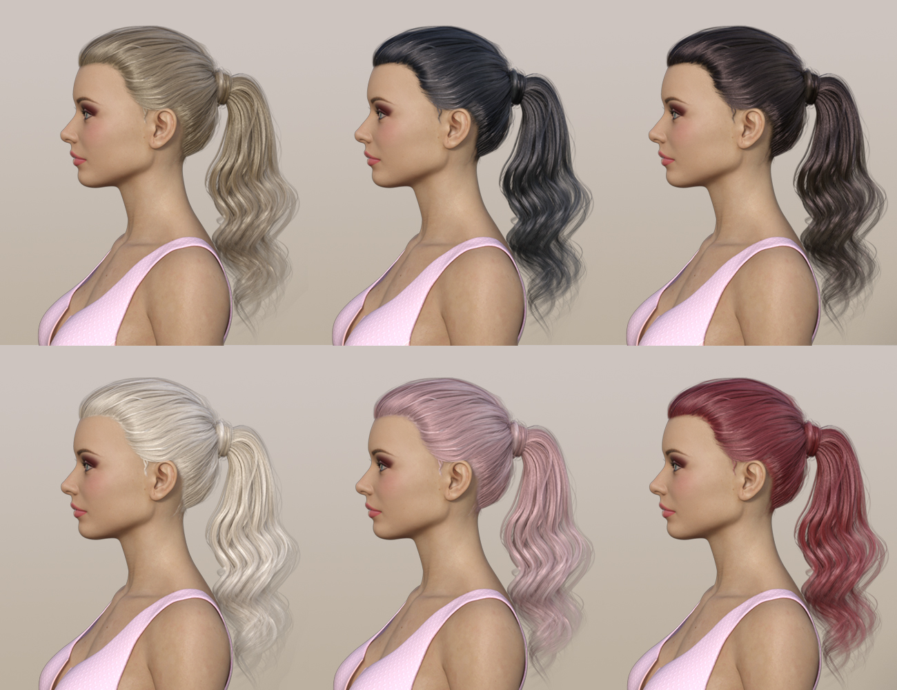Active Training Ponytail for Genesis 8.1 Females by: Blue Rabbit, 3D Models by Daz 3D