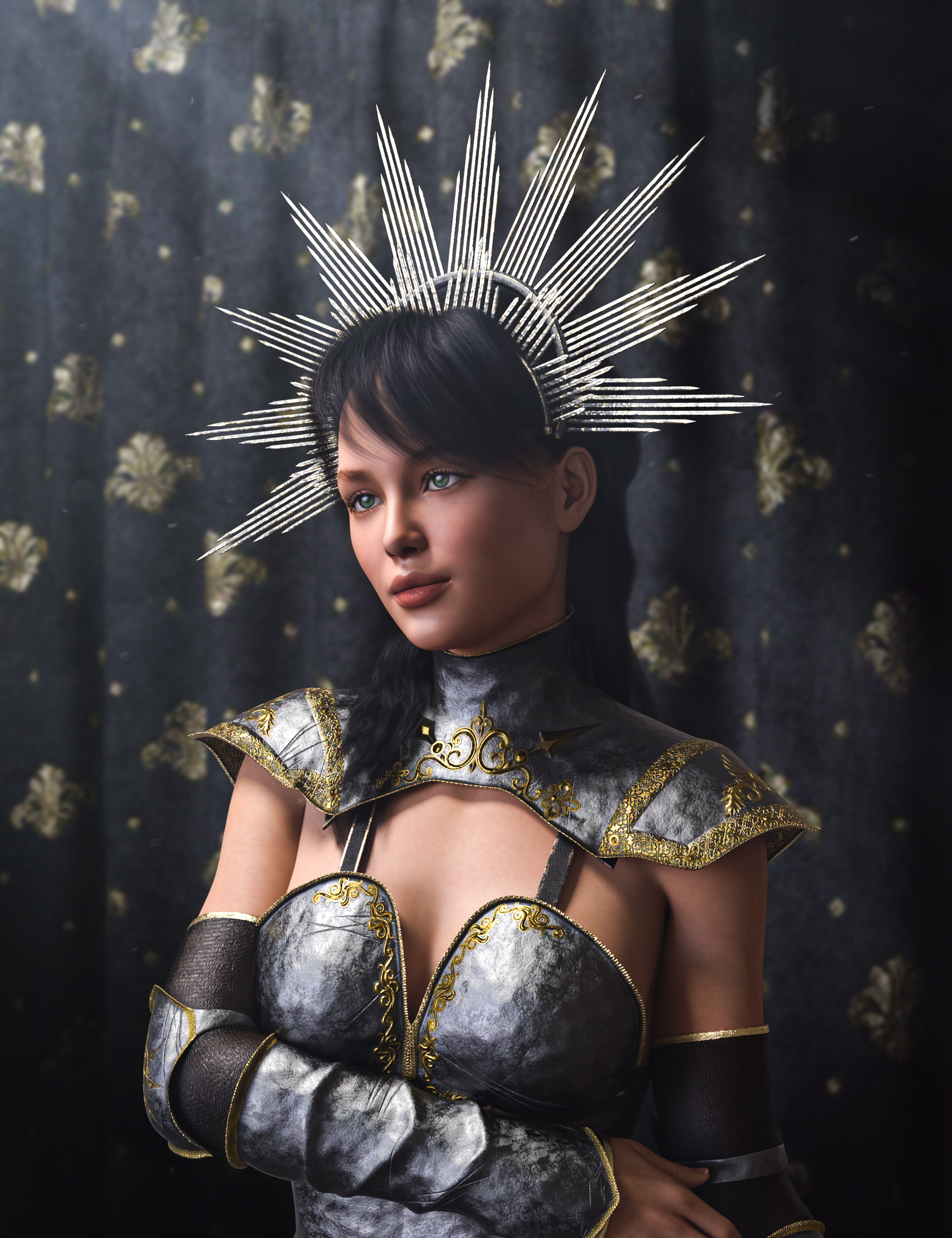Elena Dark Queen Outfit Crowns for Genesis 8 and 8.1 Females by: Beautyworks, 3D Models by Daz 3D