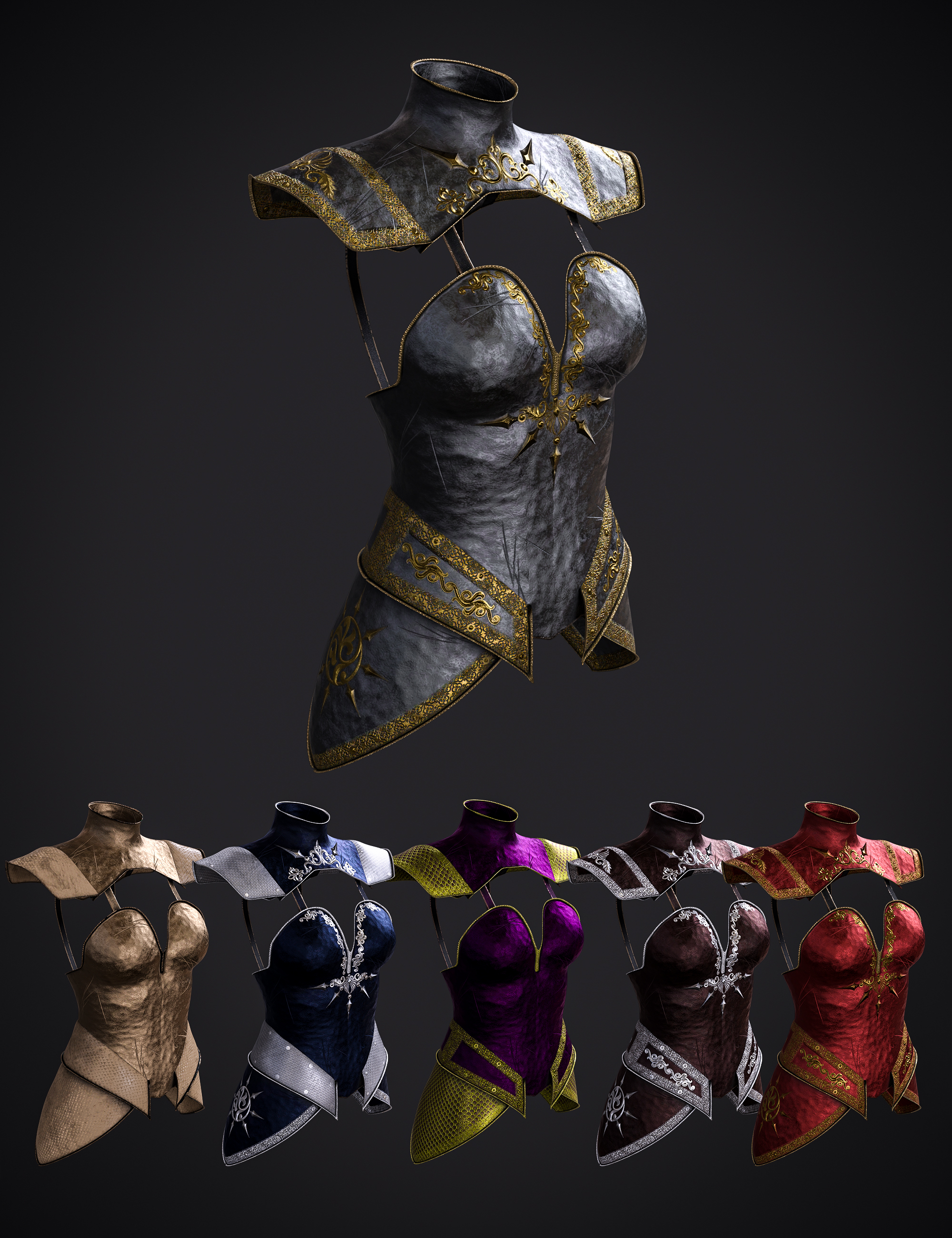 Elena Dark Queen Outfit Armor for Genesis 8 and 8.1 Females