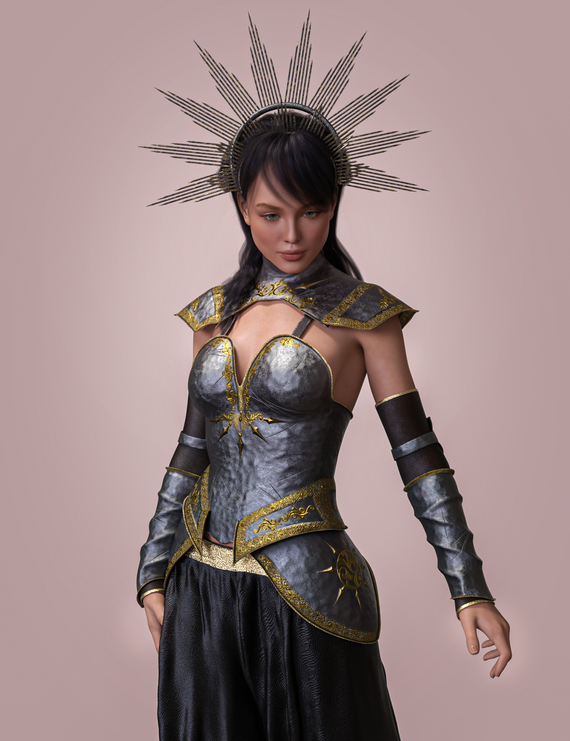 Elena Dark Queen Outfit Armor for Genesis 8 and 8.1 Females by: Beautyworks, 3D Models by Daz 3D