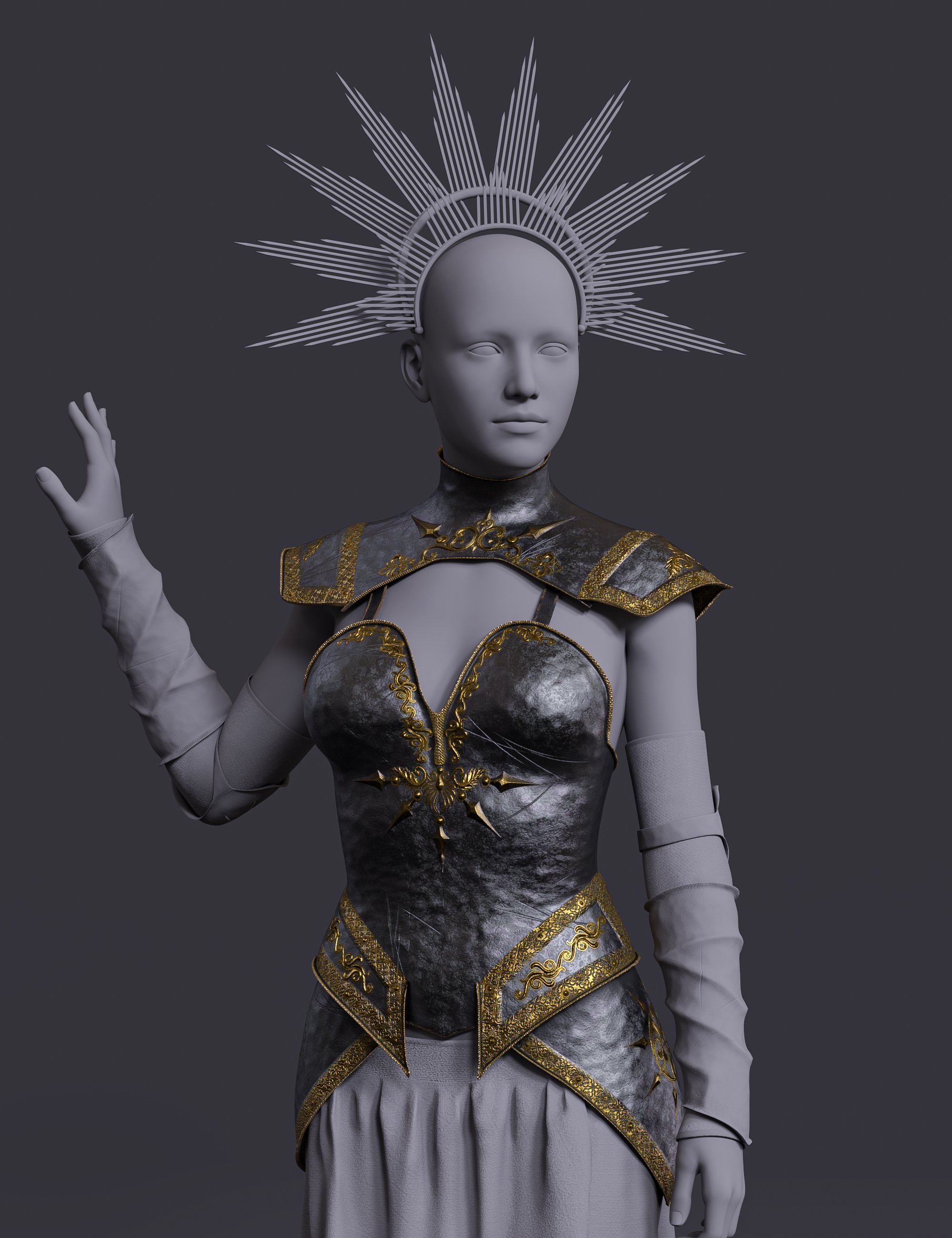 Elena Dark Queen Outfit Armor for Genesis 8 and 8.1 Females by: Beautyworks, 3D Models by Daz 3D