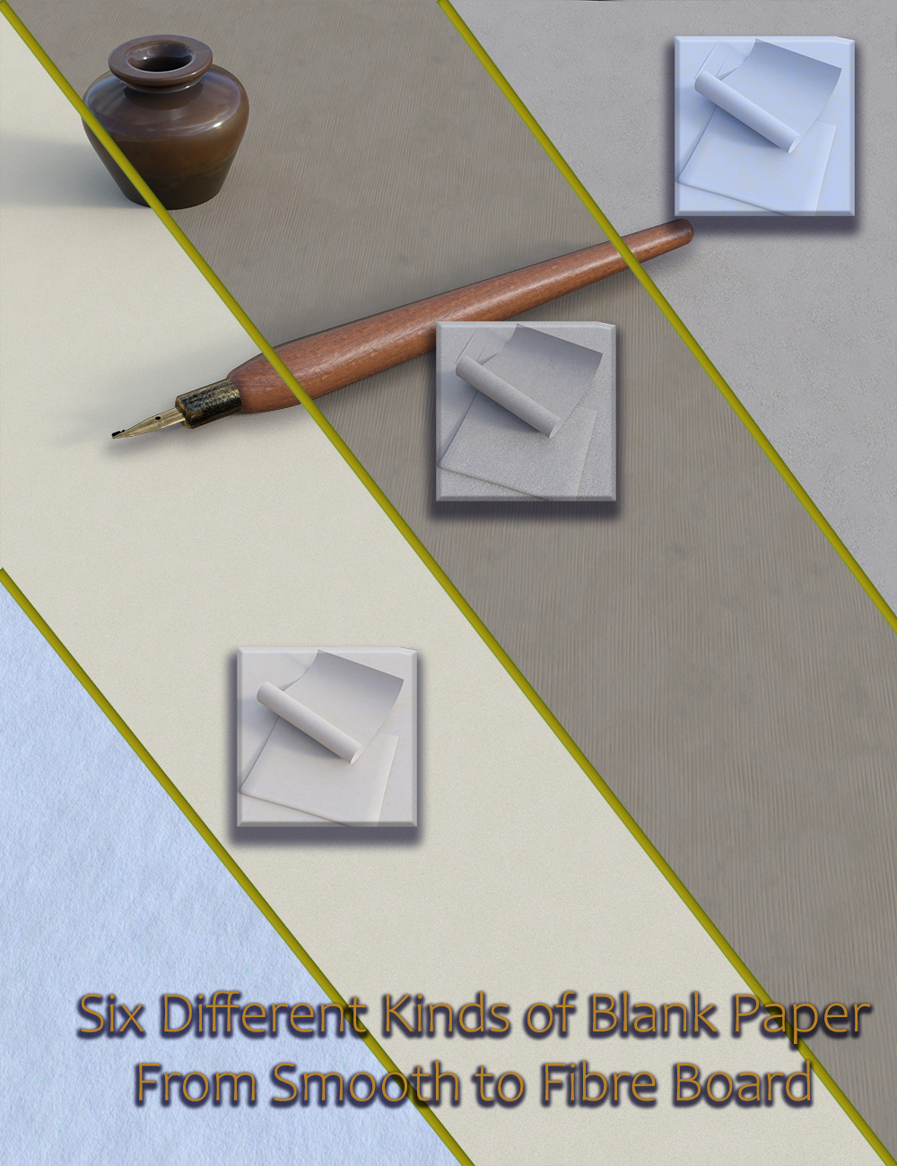 Paper and Writing Shaders for Iray Paper and Writing Shaders for Iray by: MartinJFrost, 3D Models by Daz 3D
