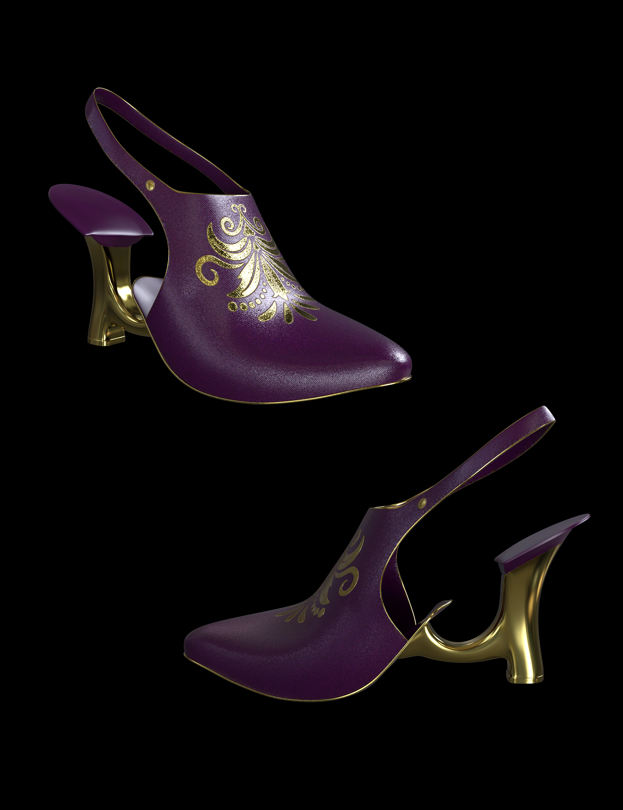Elena Dark Queen Outfit Heels for Genesis 8 and 8.1 Females by: Beautyworks, 3D Models by Daz 3D