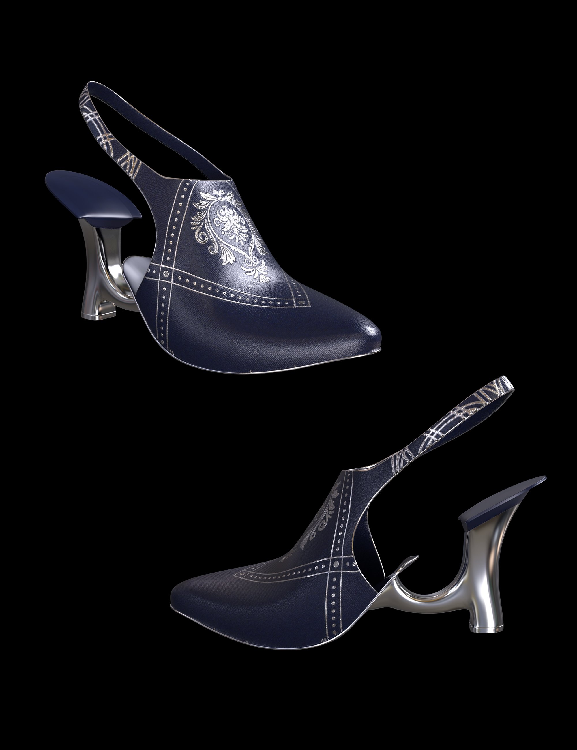 Elena Dark Queen Outfit Heels for Genesis 8 and 8.1 Females by: Beautyworks, 3D Models by Daz 3D