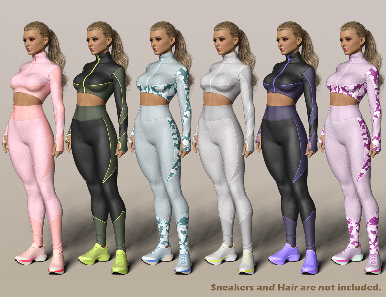 dForce Active Training Outfit for Genesis 8.1 Females by: Blue Rabbit, 3D Models by Daz 3D