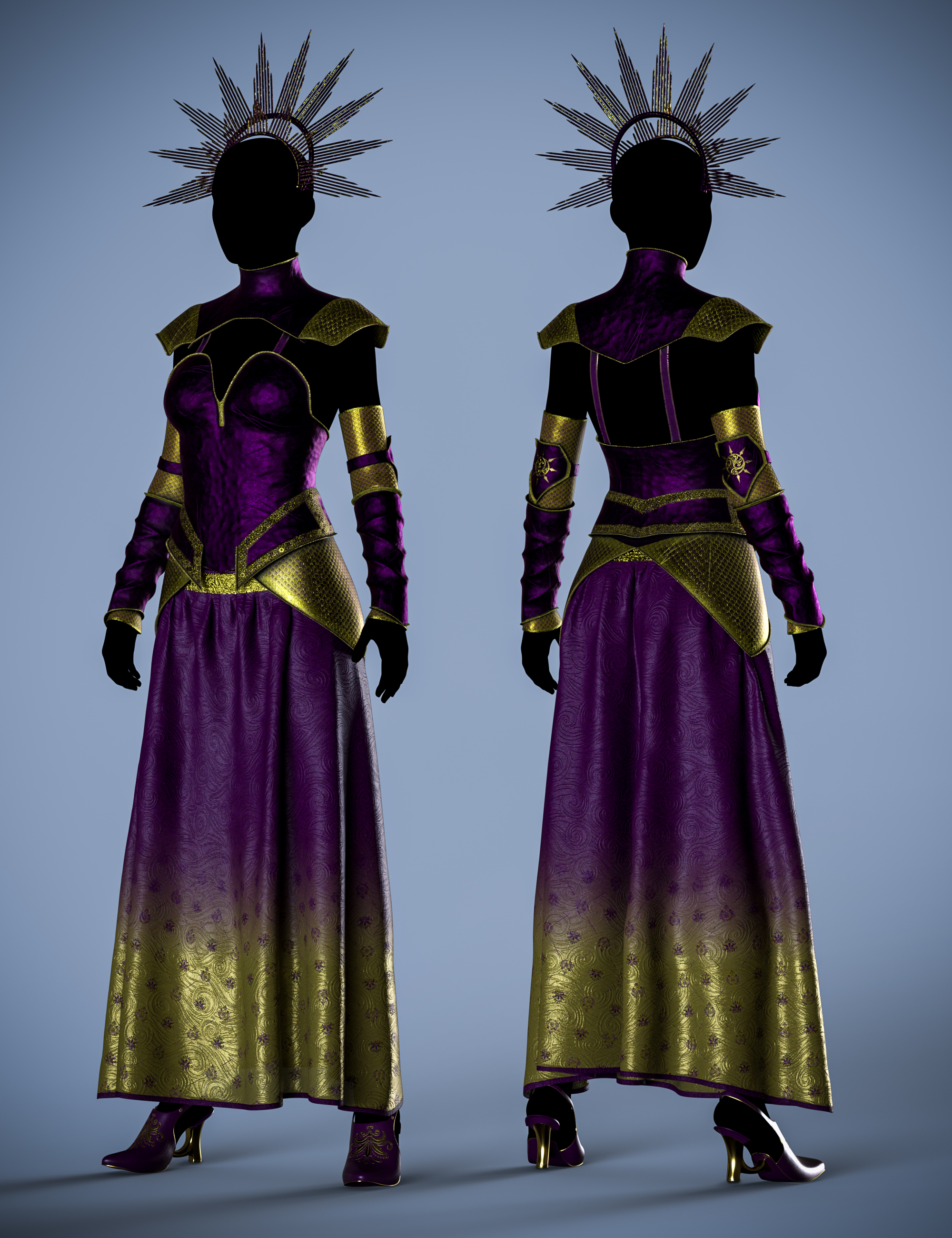 dForce Elena Dark Queen Outfit for Genesis 8 and 8.1 Females Bundle ...