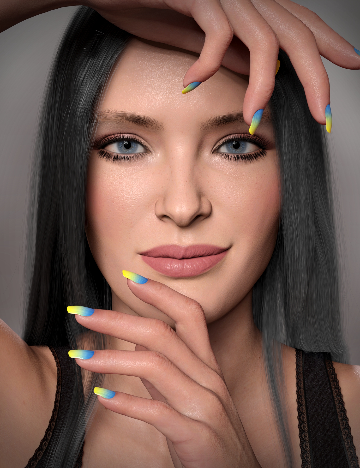 Blue Sky Nails for Genesis 8 and 8.1 Female
