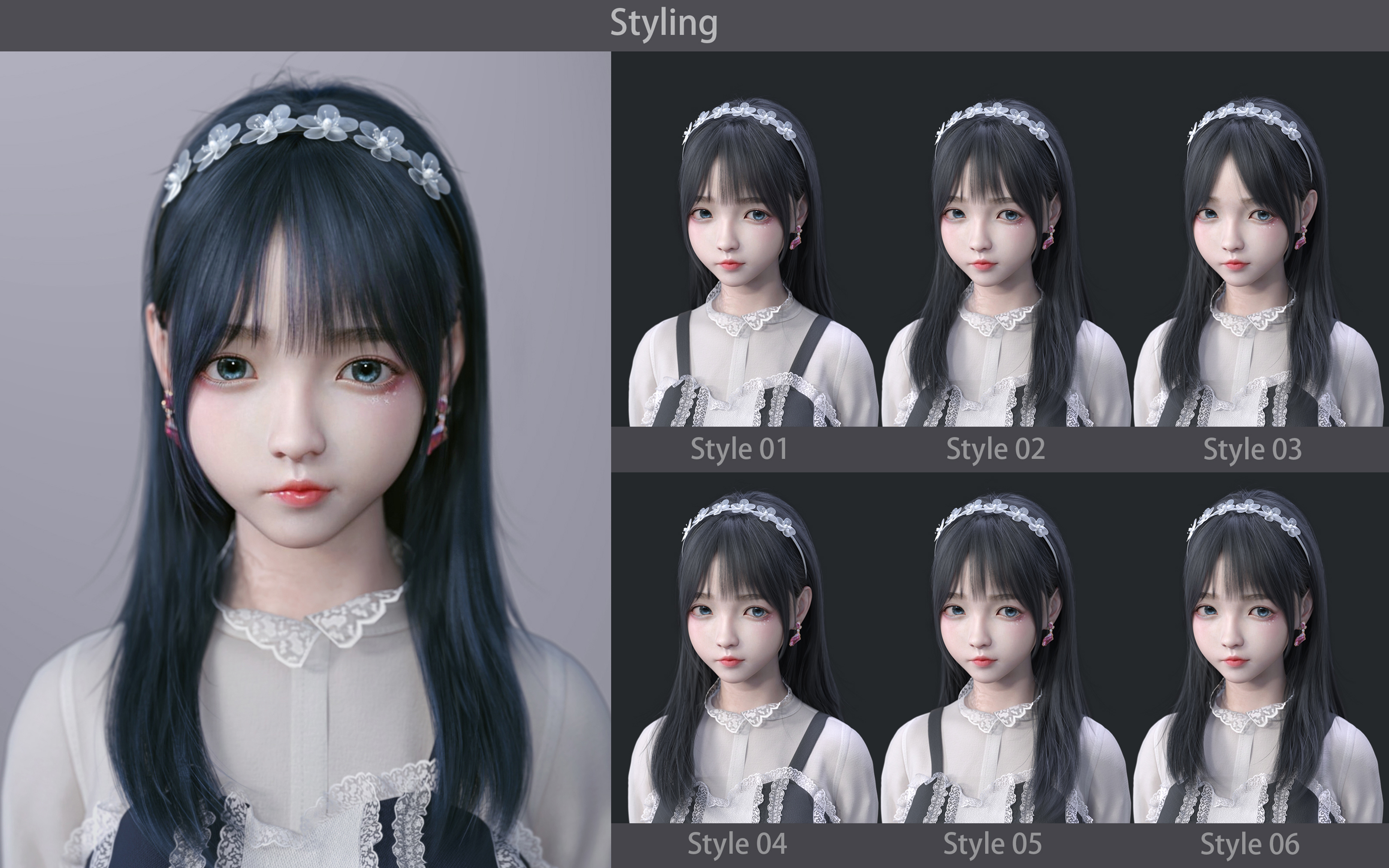 SU Long, Straight Hair for Genesis 8 and 8.1 Females by: Sue Yee, 3D Models by Daz 3D