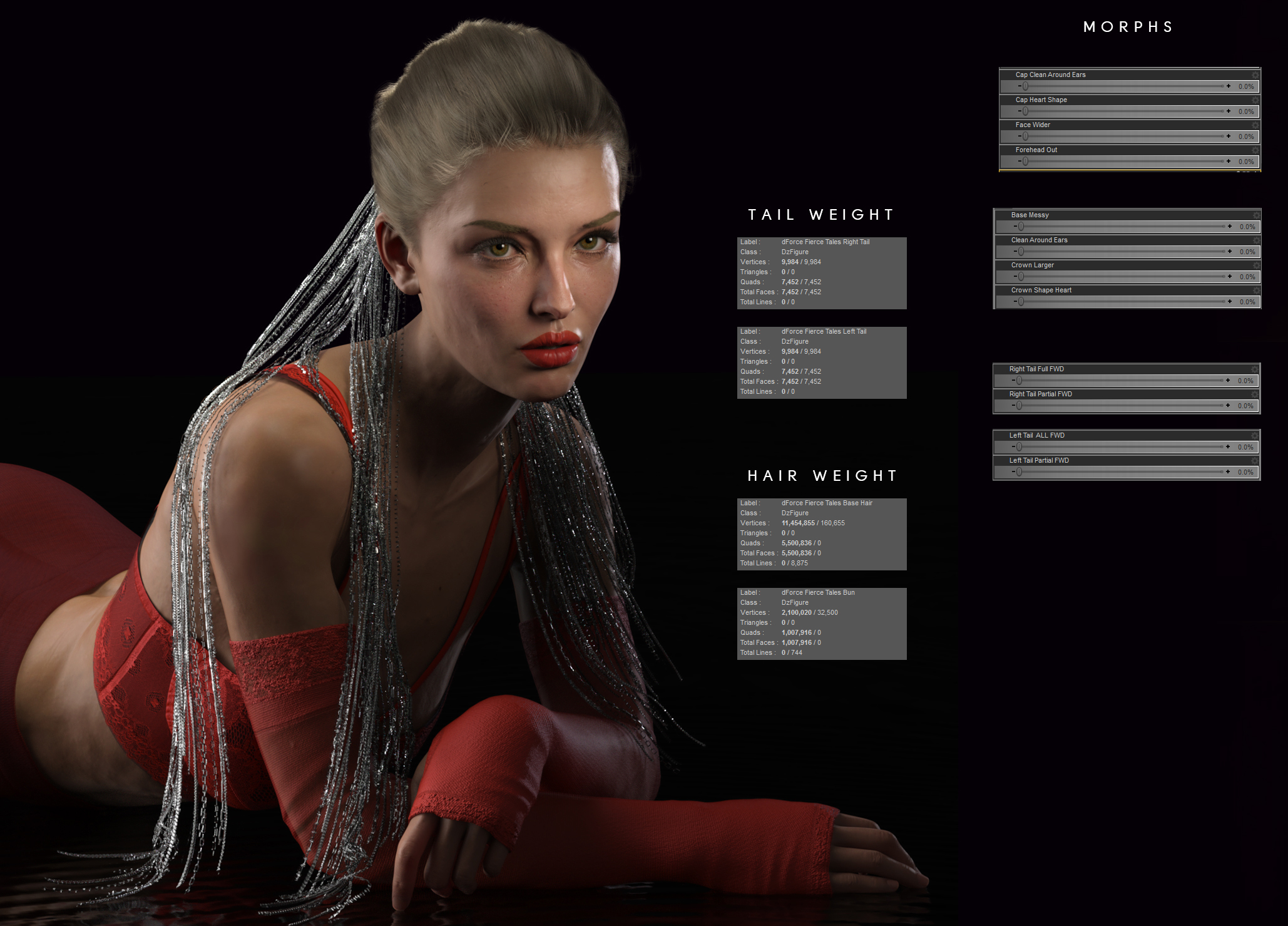 dForce Fierce Tales Hair for Genesis 3, 8, and 8.1 Females by: chevybabe25, 3D Models by Daz 3D