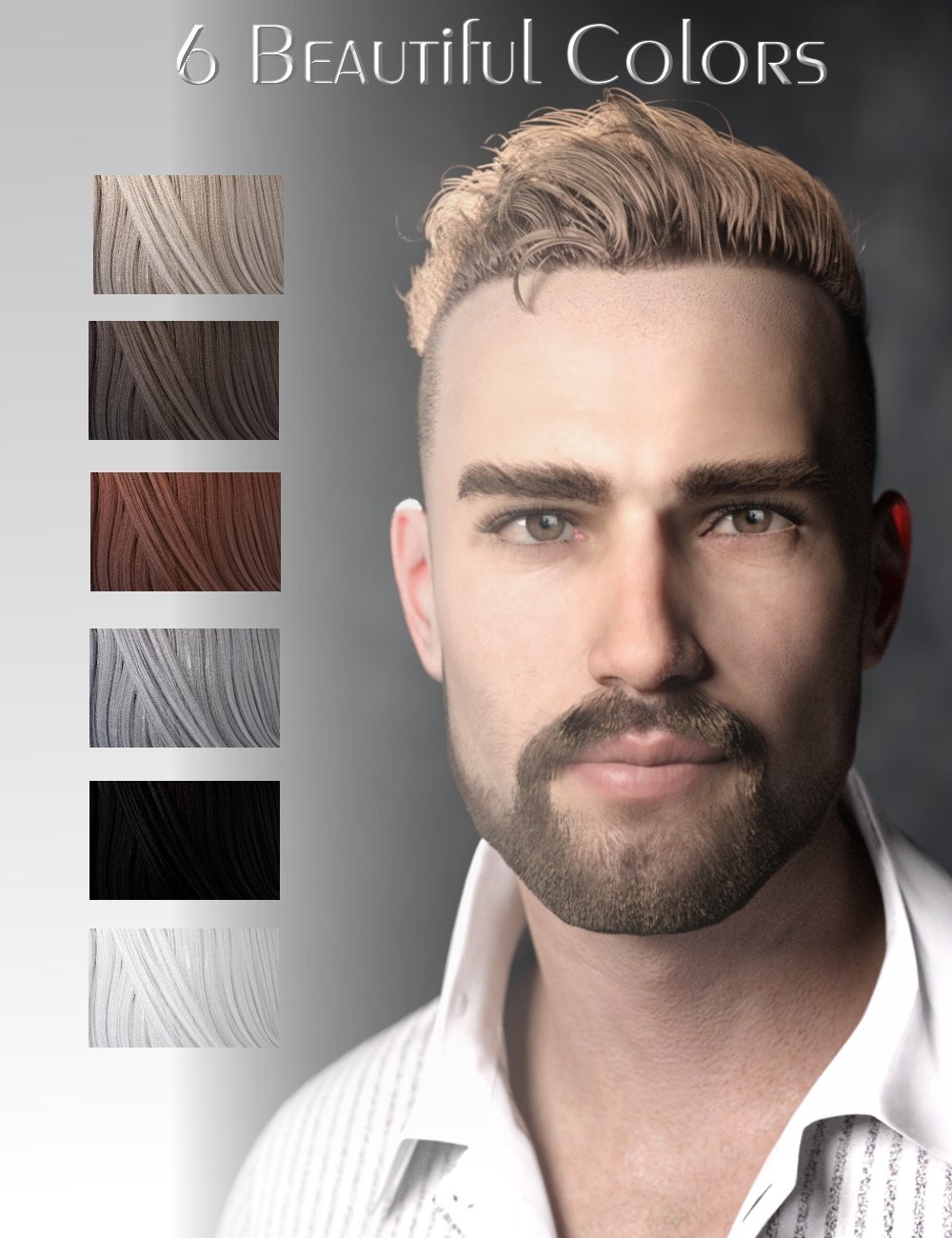 Raker Short Hair and Beard for Genesis 8 and 8.1 Males by: Neftis3D, 3D Models by Daz 3D