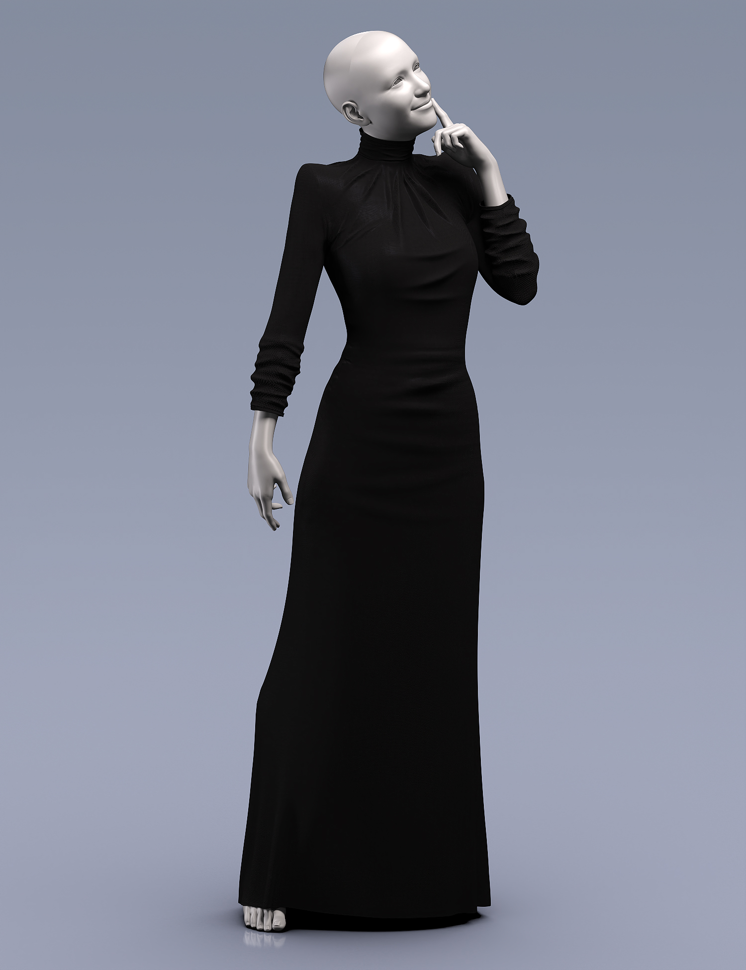 Black Long Dress Outfit dForce Dress for Genesis 8.1 Females by: 3DStyle, 3D Models by Daz 3D
