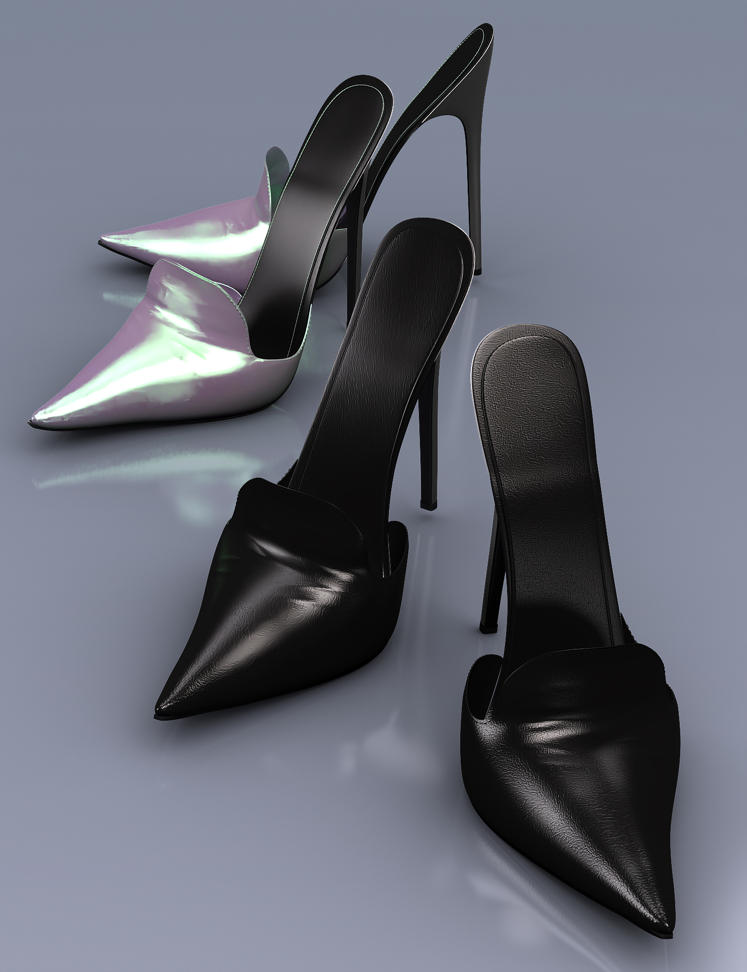 Black Long Dress Outfit Shoes for Genesis 8.1 Females by: 3DStyle, 3D Models by Daz 3D
