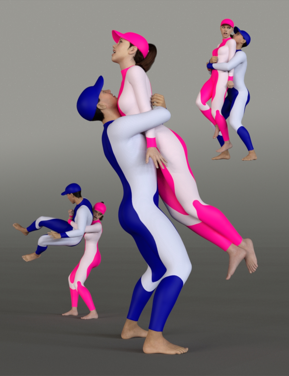 Wrestling Hold Poses for Genesis 8 and 8.1 by: atrilliongames, 3D Models by Daz 3D